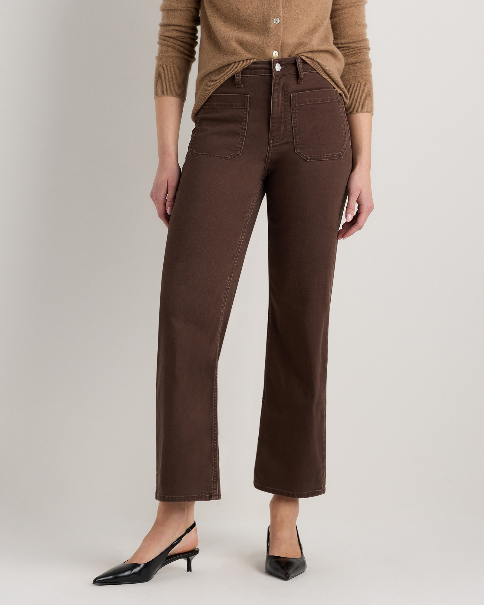 Bella Stretch Patch Pocket Wide Leg Jeans