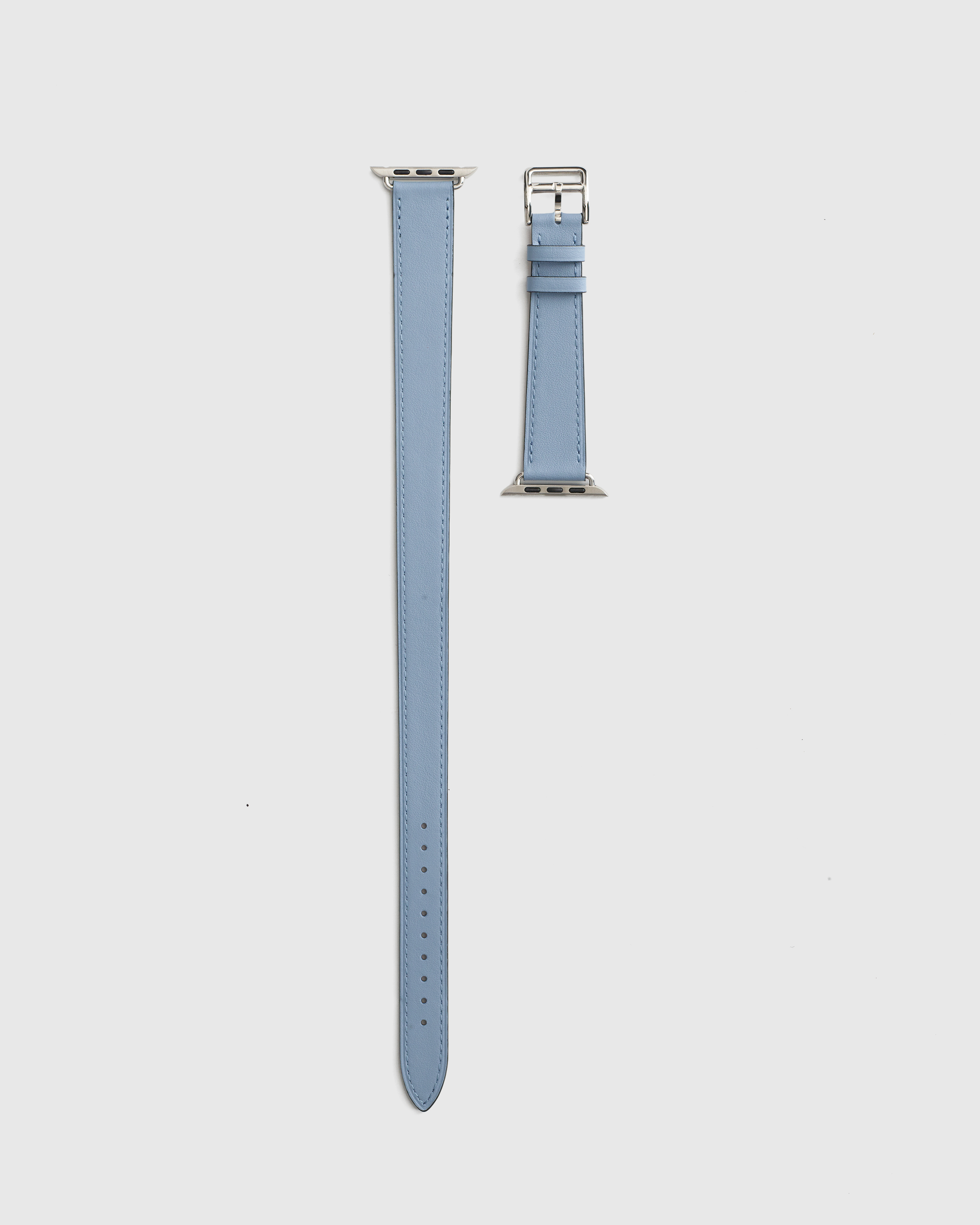Quince Leather Double Wrap Apple Watch Band In Steel Blue