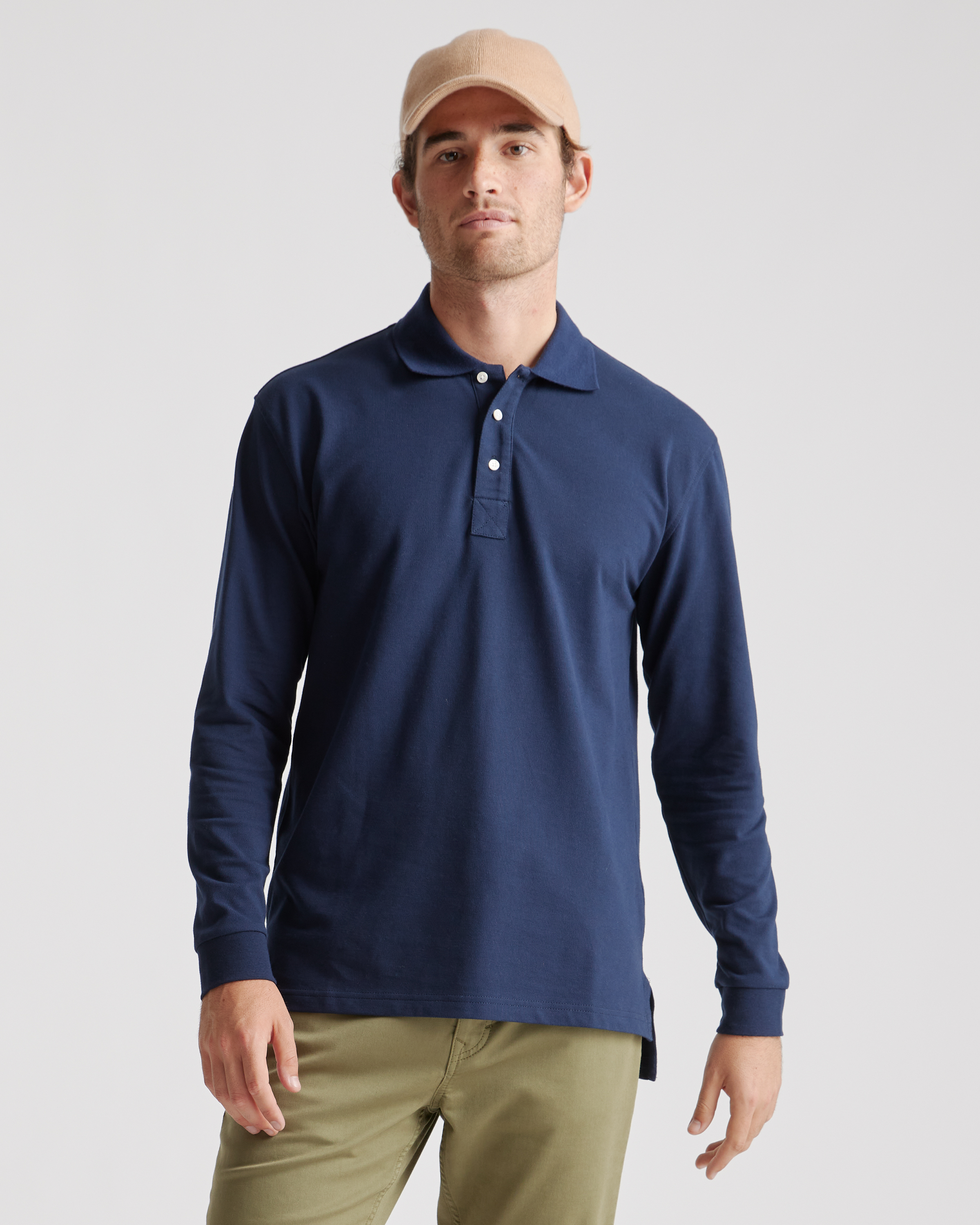 Quince Men s Organic Cotton Long Sleeve Pique Polo