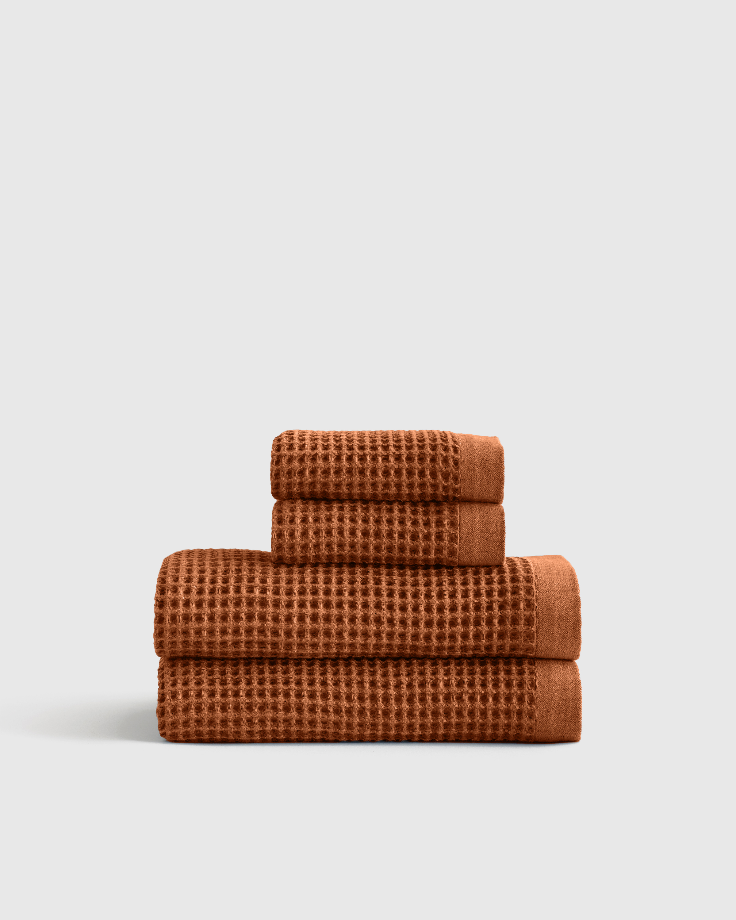 Organic Turkish Waffle Bath Towel Bundle in Terracotta