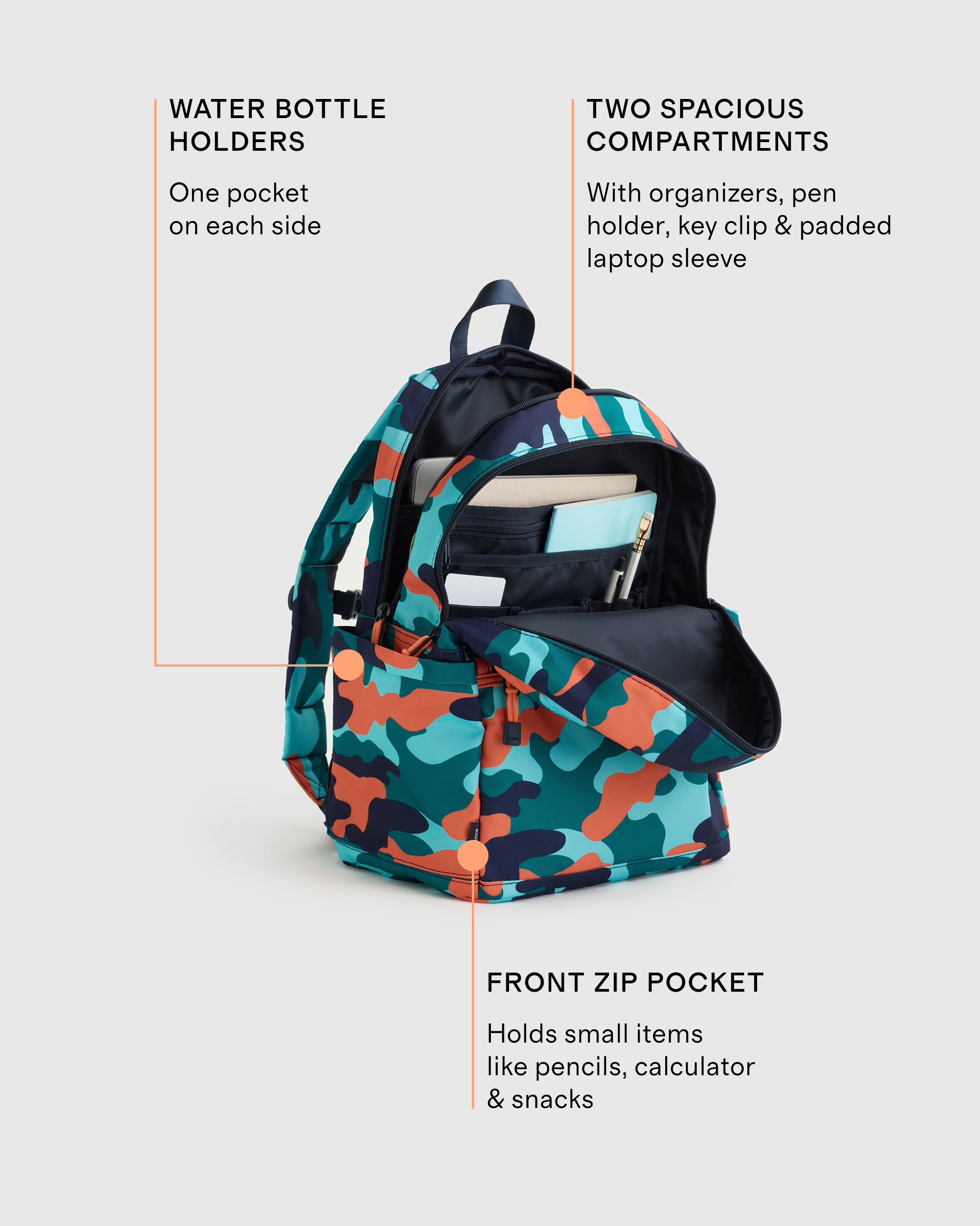 Recycled Double Pocket Backpack - Large - thumbnail 5