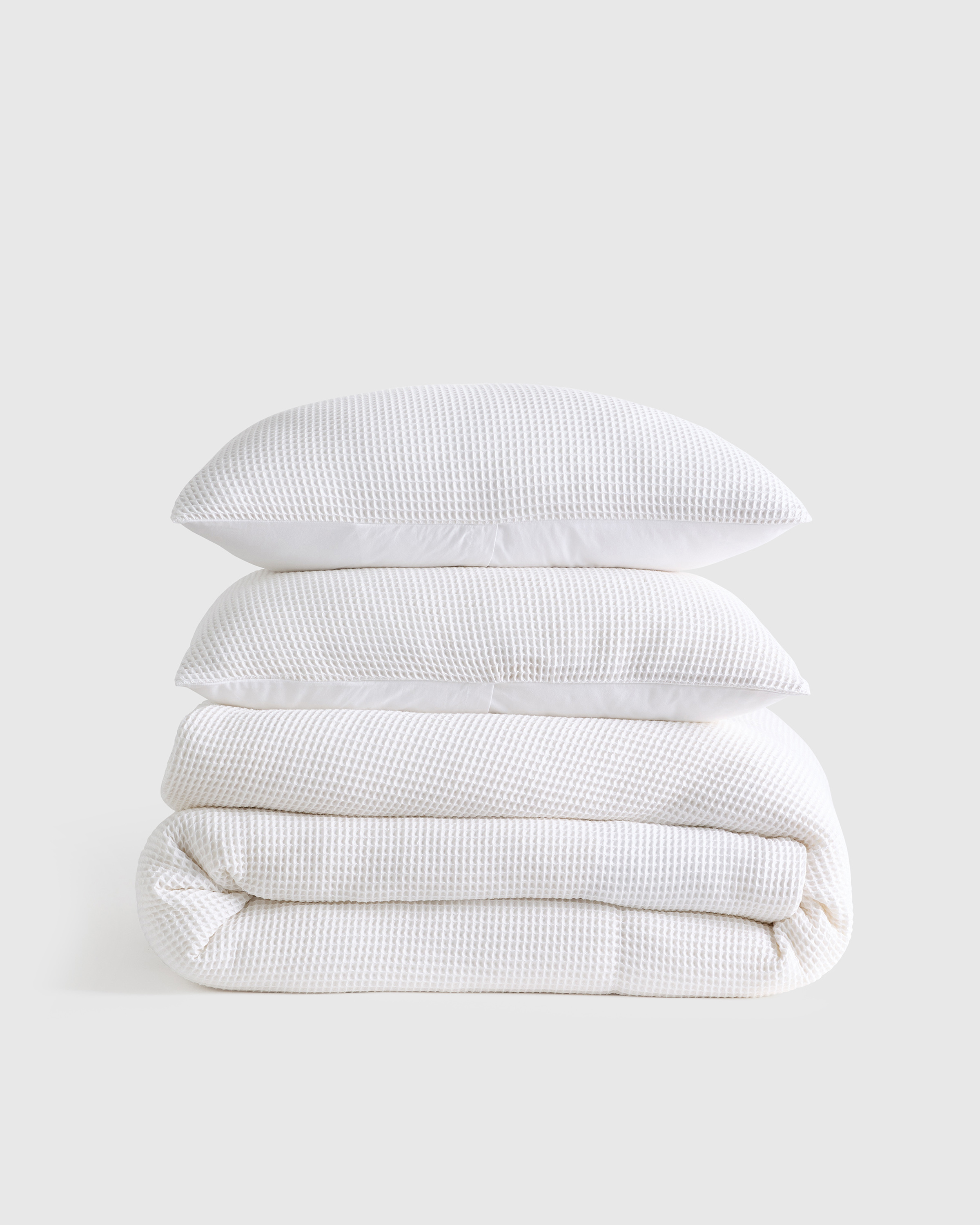 Organic Waffle Duvet Cover Set - Dove, King/Cal King