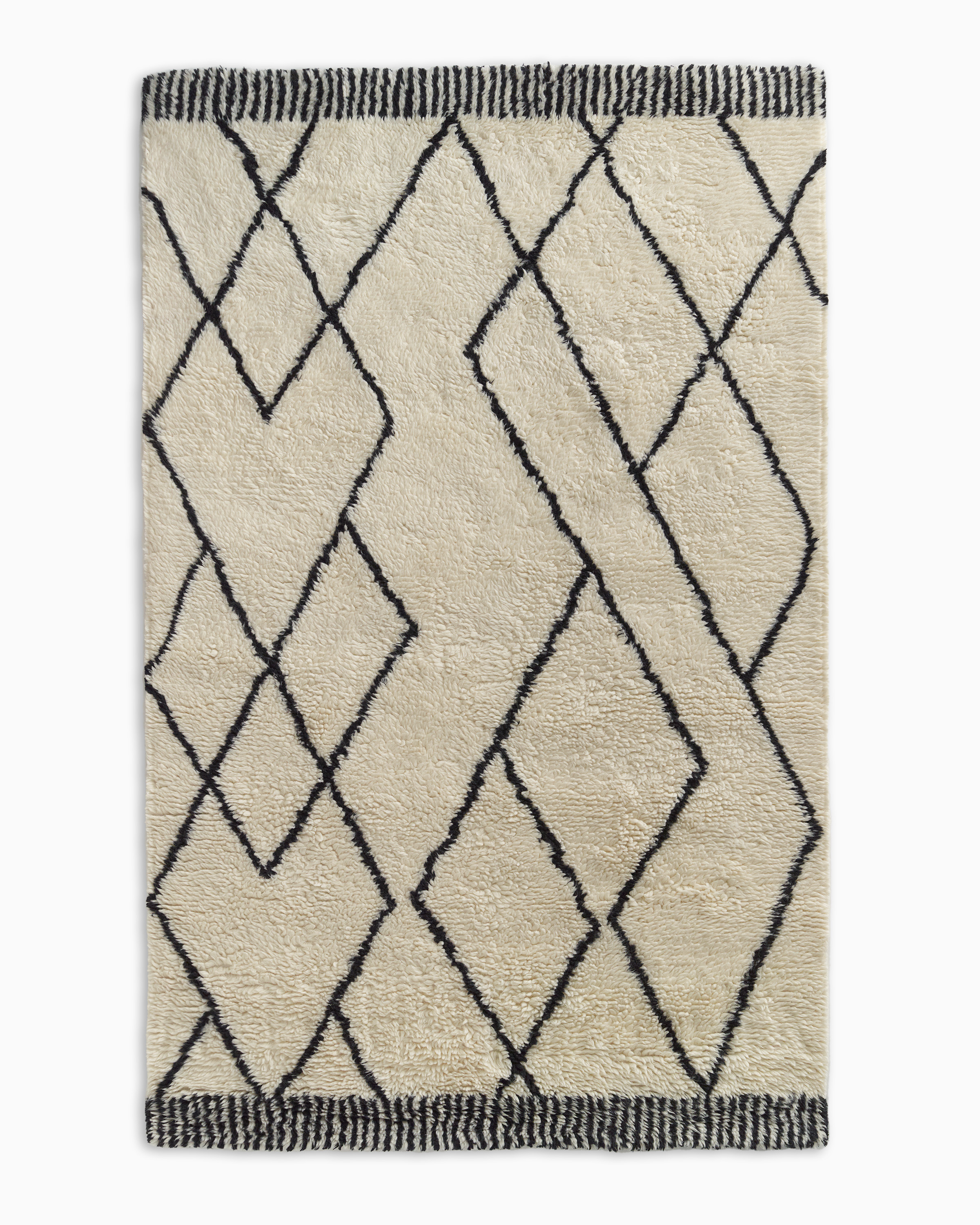 Quince Zina Hand-woven Wool Rug In Ivory/black
