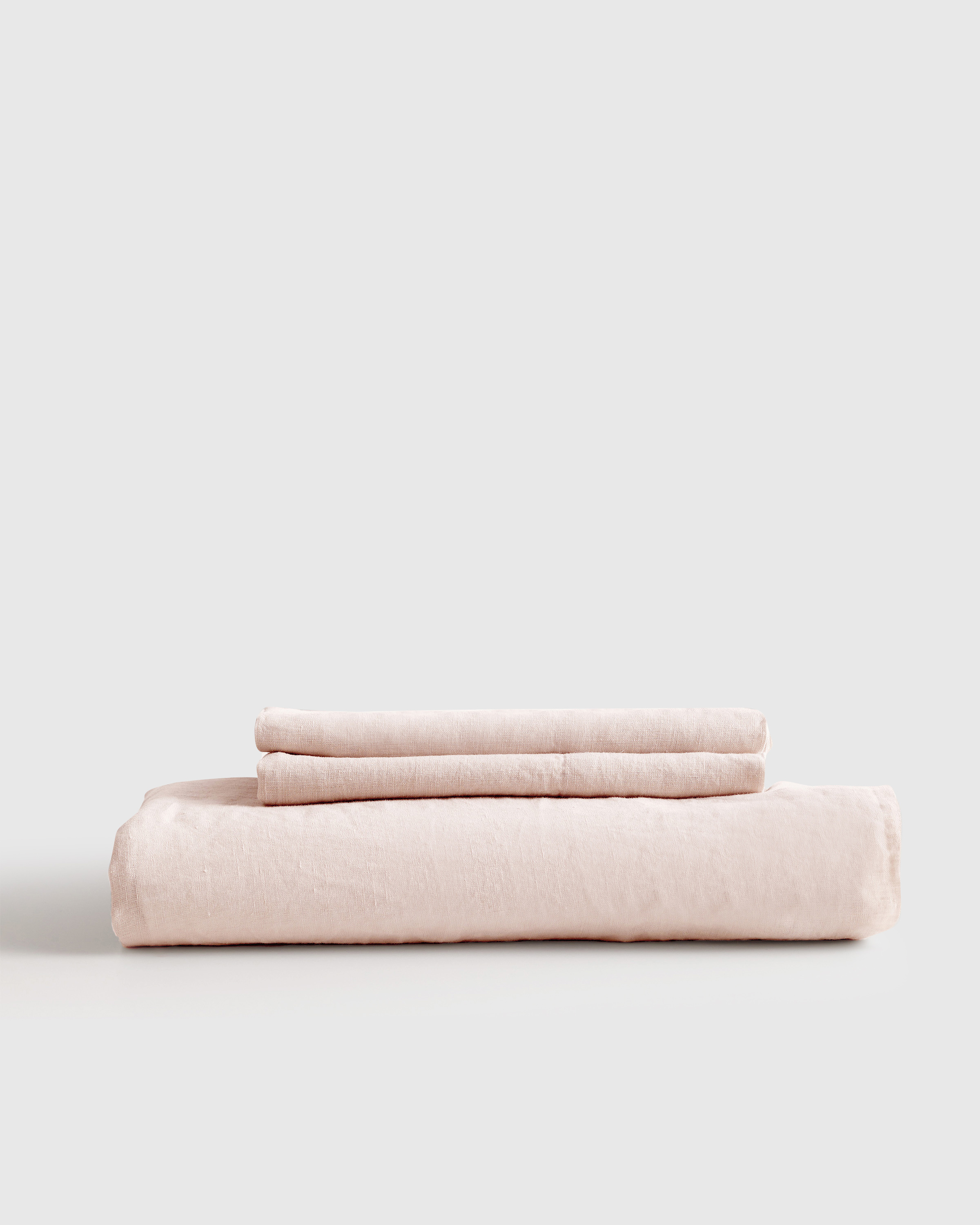 Quince European Linen Fitted Sheet Set In Soft Blush
