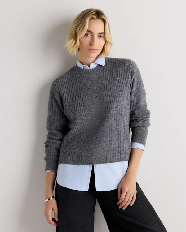 Lightweight Baby Alpaca Ribbed Crewneck