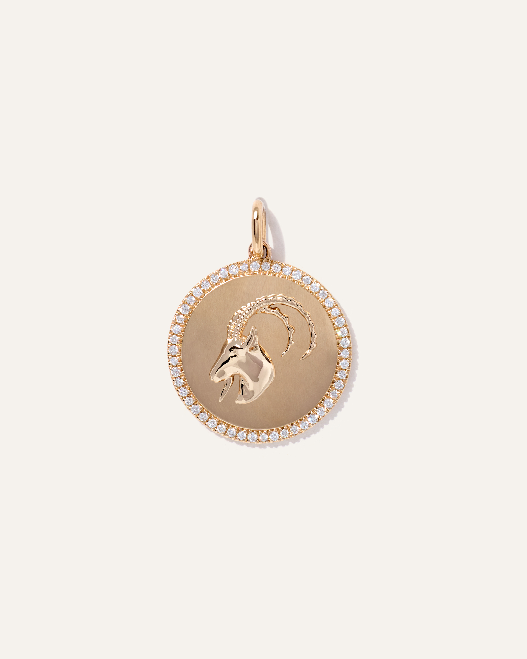 14K Gold Pave Zodiac Medallion Charm