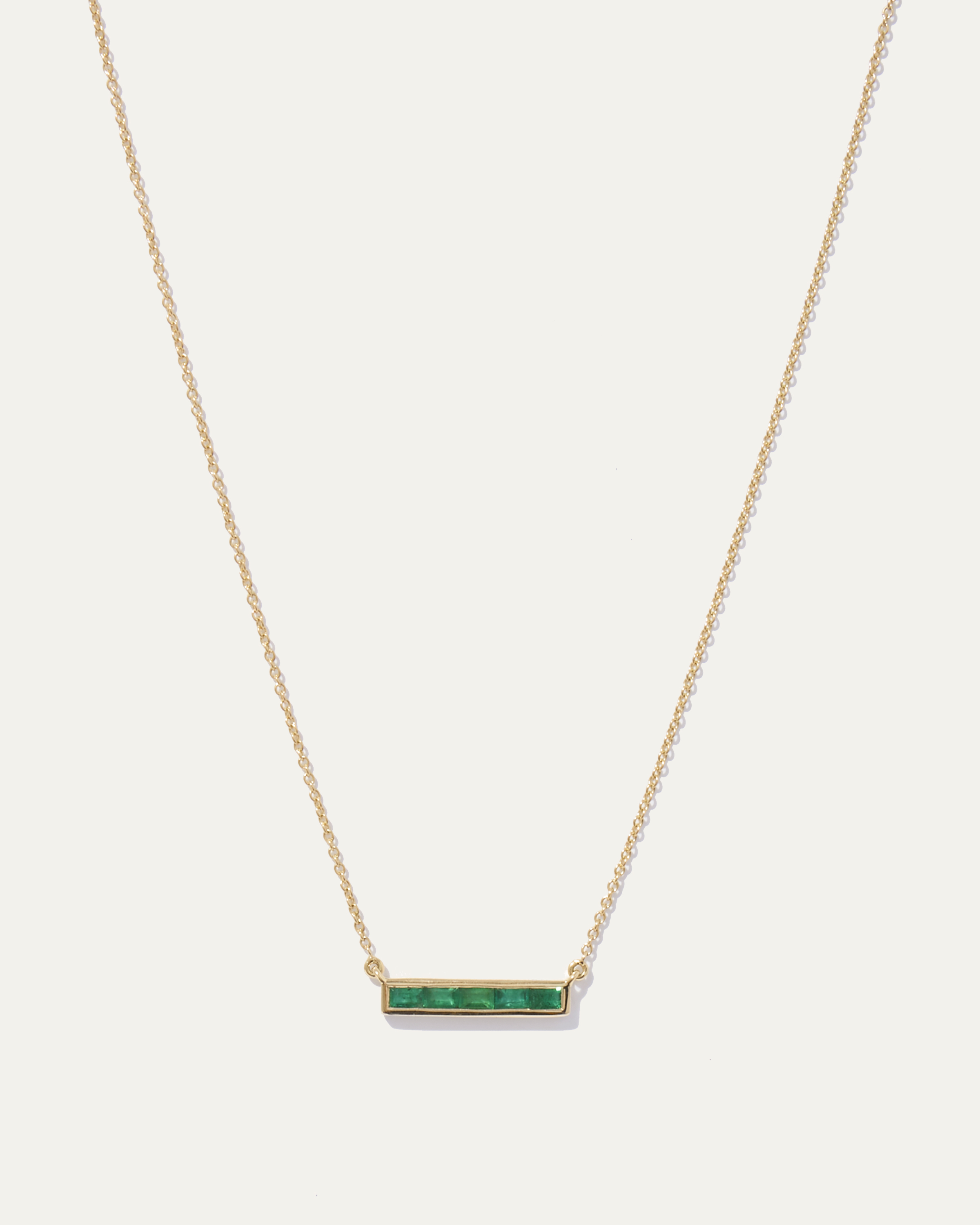 Quince Women's 14k Gold East West Emerald Baguette Bar Necklace In Green