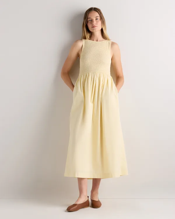 100% Organic Cotton Poplin Boat Neck Maxi Dress