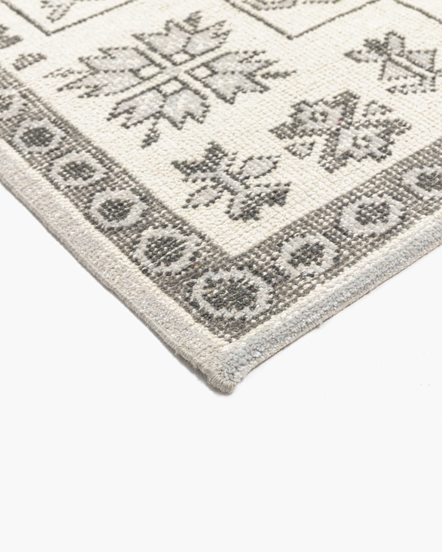 Leigh Hand-Knotted Wool Rug - Grey/Cream - 2 - Thumbnail