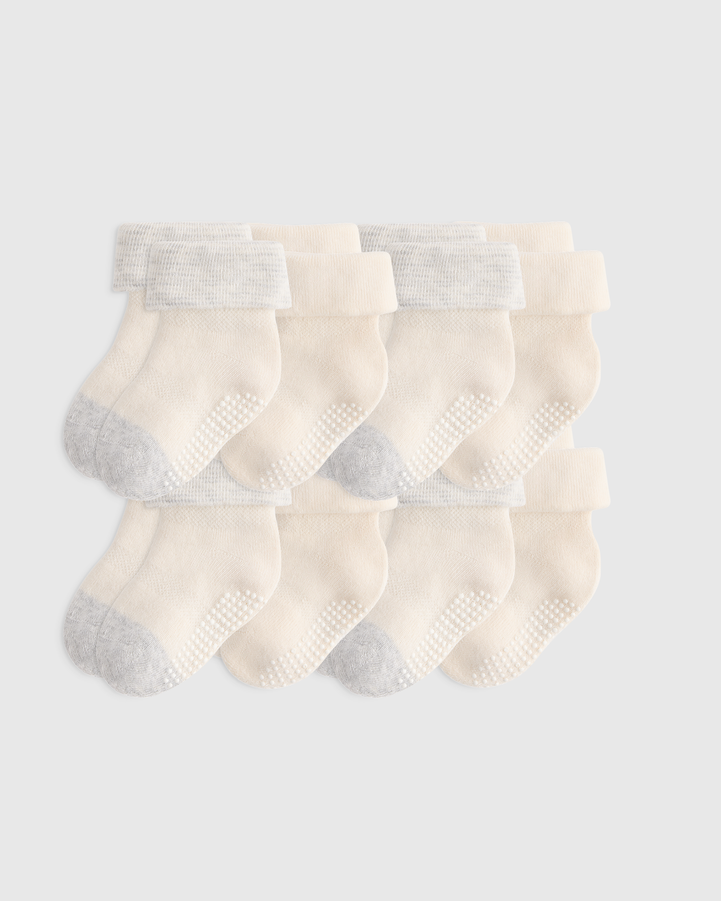 Organic Cotton Gripper Fold Over Socks 8-Pack - Baby - thumbnail 2