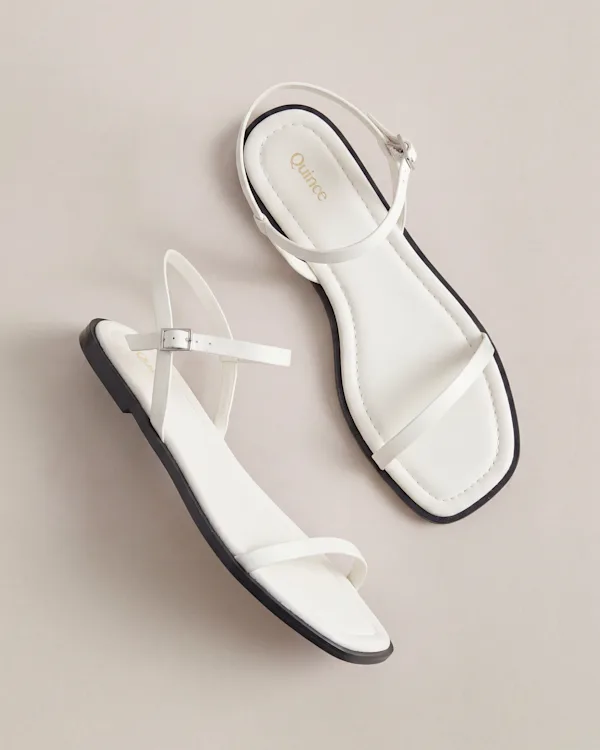 Italian Leather Ankle Strap Flat Sandal
