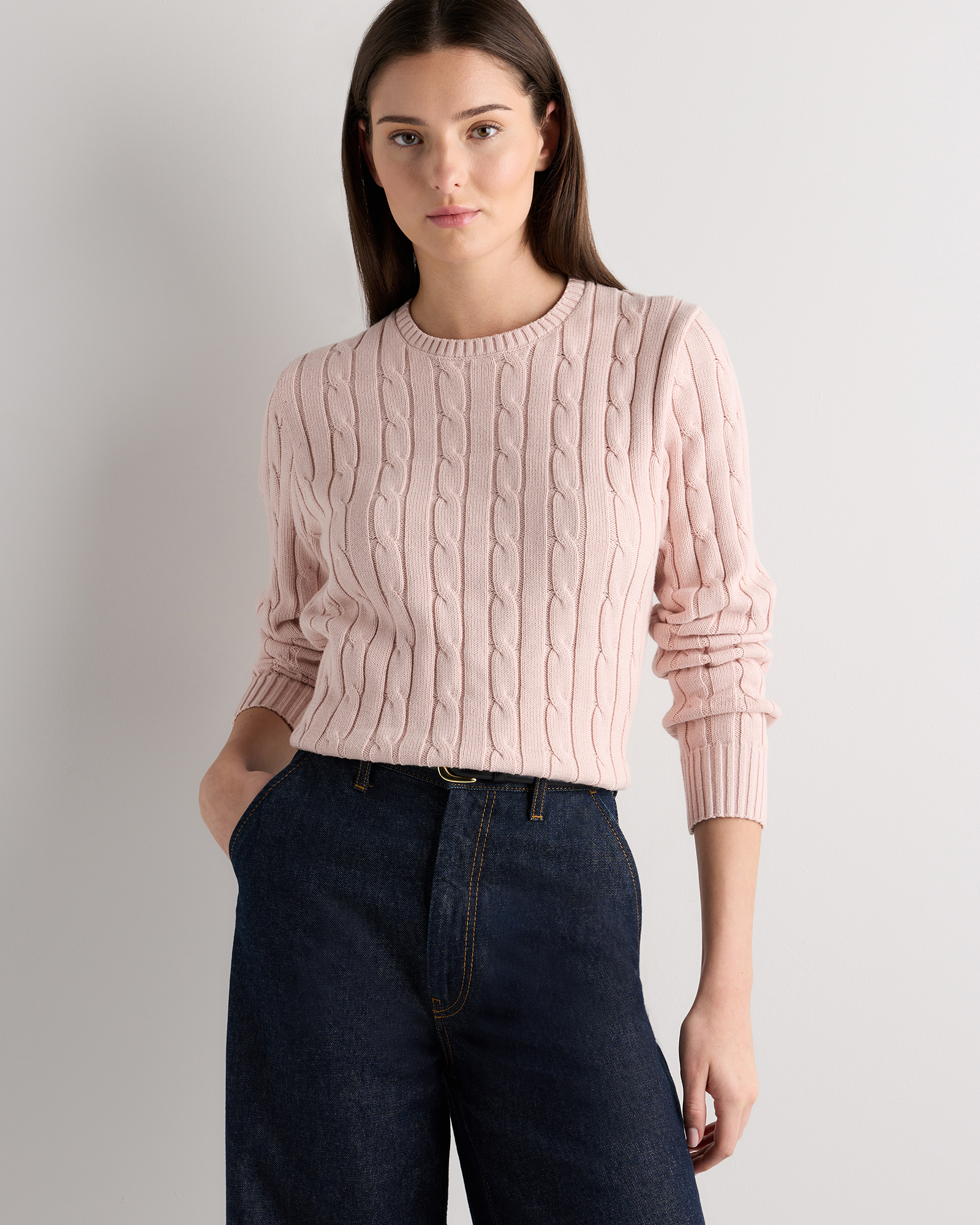 100% Organic Cotton Cable Crewneck Sweater