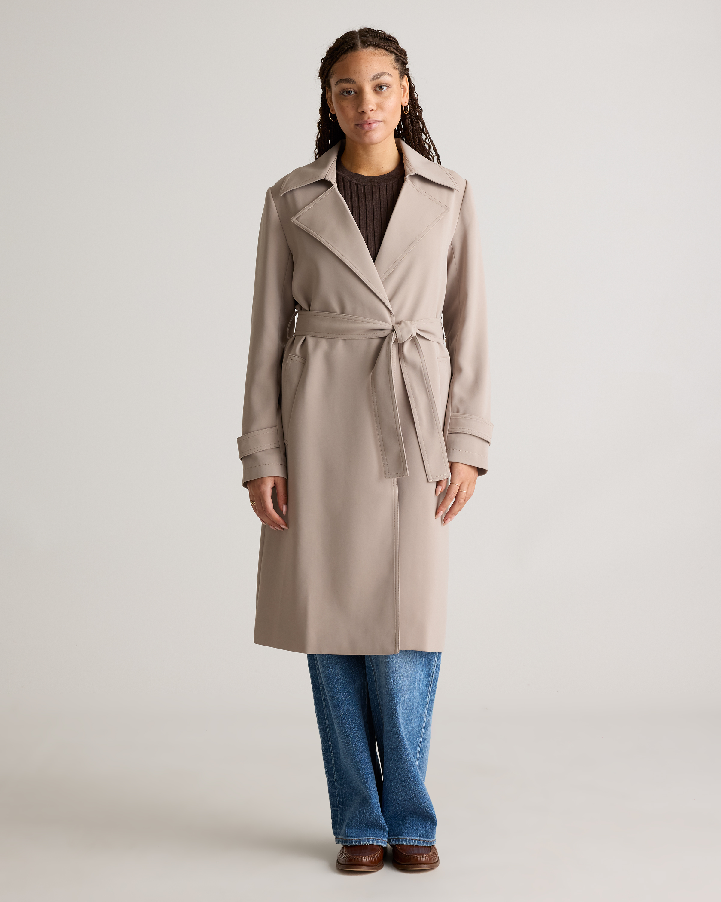 Stretch Crepe Trench Coat