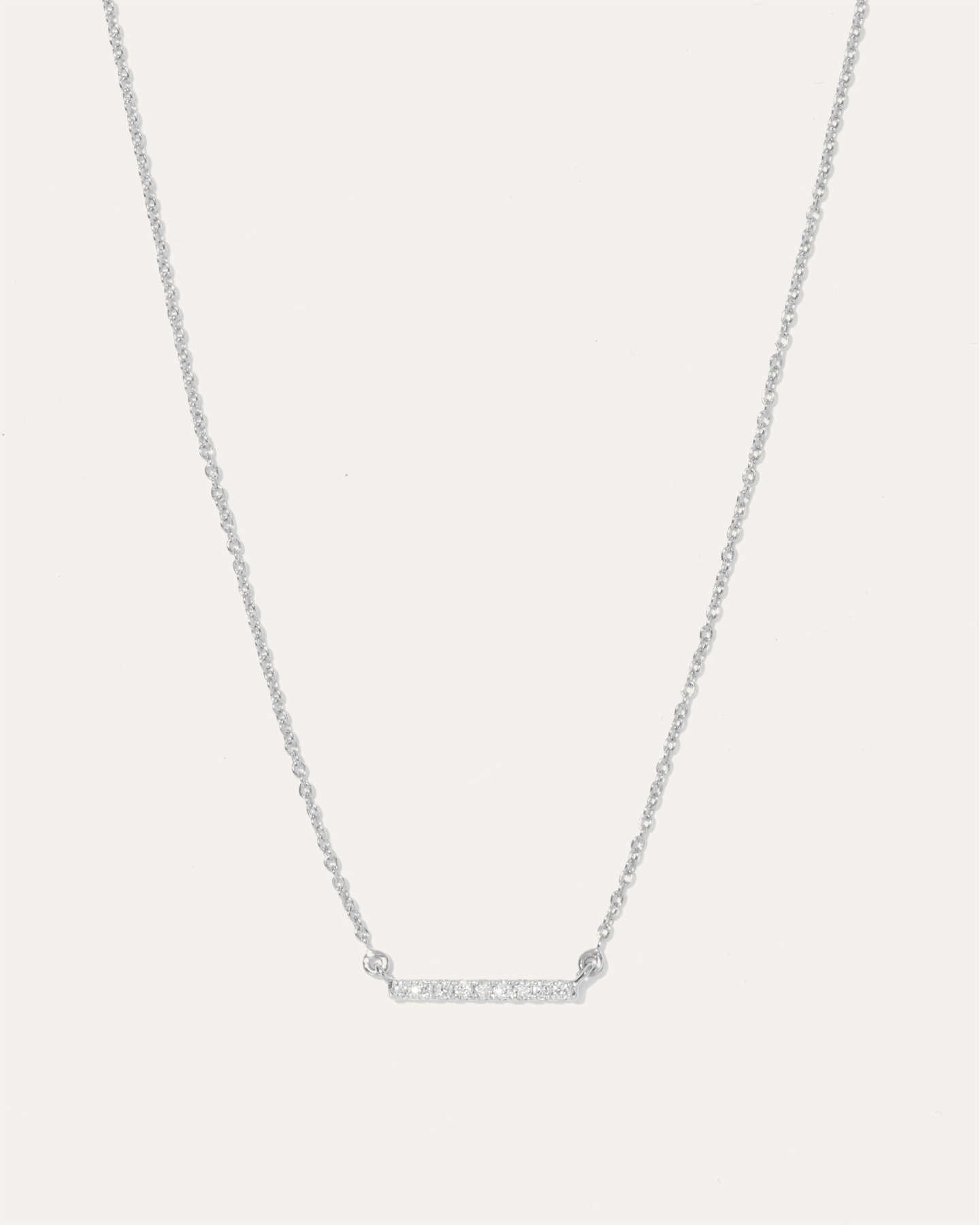 Diamond Bar Necklace - White Gold - 1