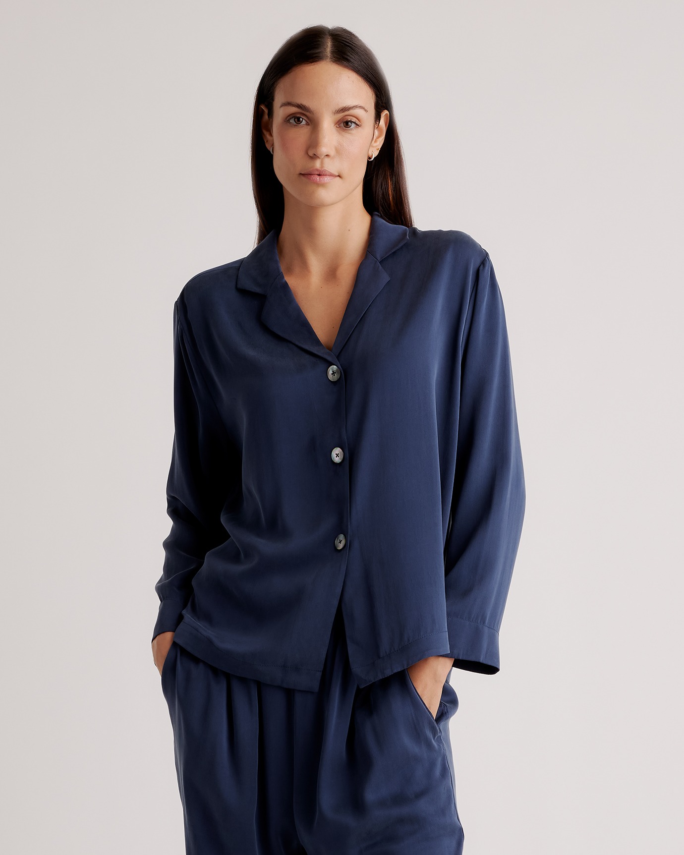 100% Washable Silk Pajama Long Sleeve Top