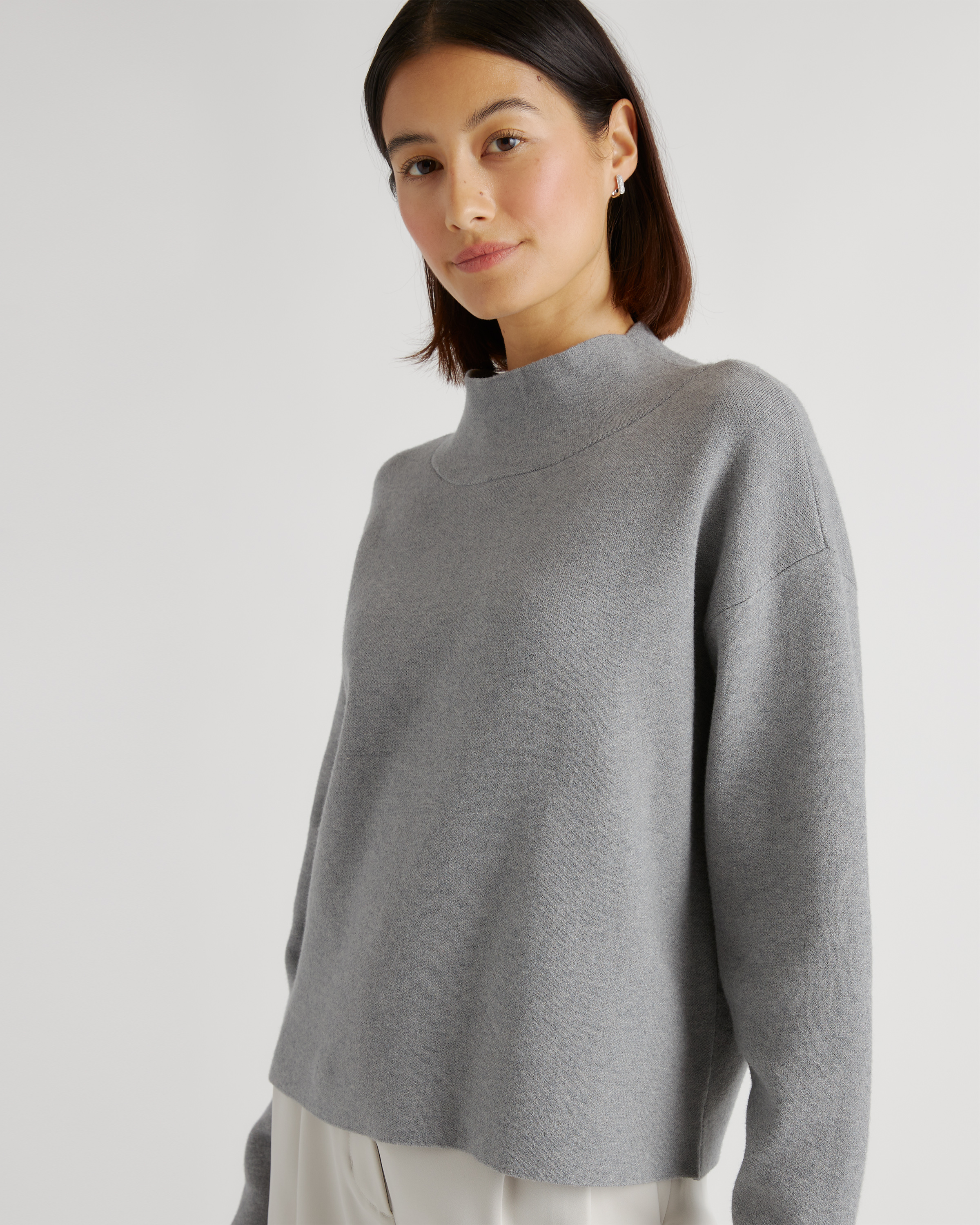 MODAL STRETCH MILANO MOCK NECK ホワイト　XL Eco-Knit Milano Stitch Mock Neck Pullover