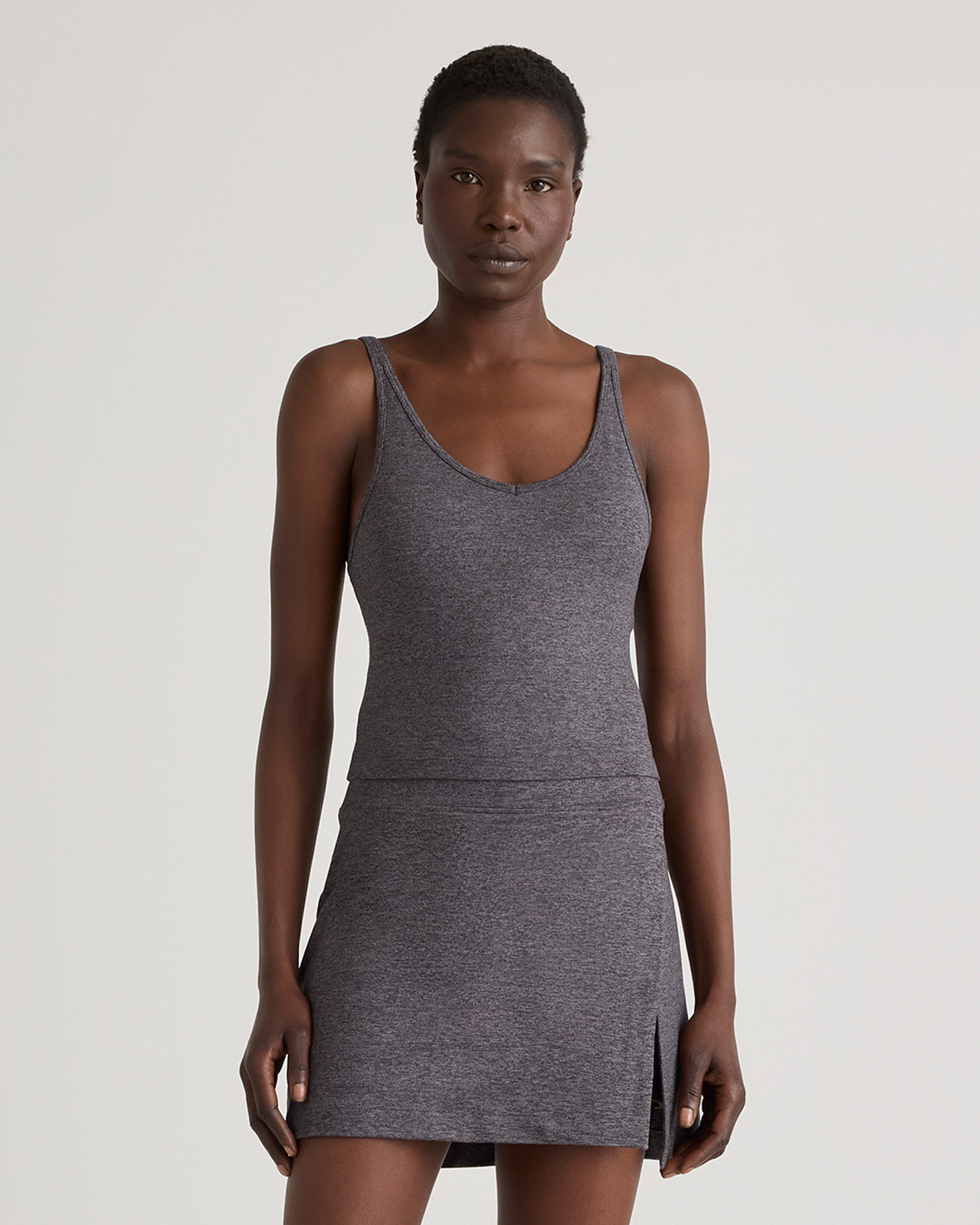 Shop Quince Women's Ultra-soft Strappy Cropped Tank Top In Heather Charcoal