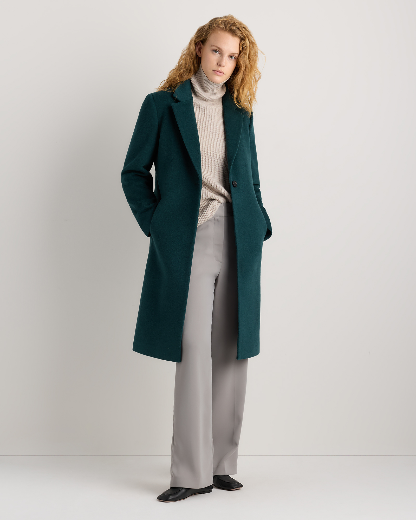 Wool Cashmere Classic Single-Breasted Coat
