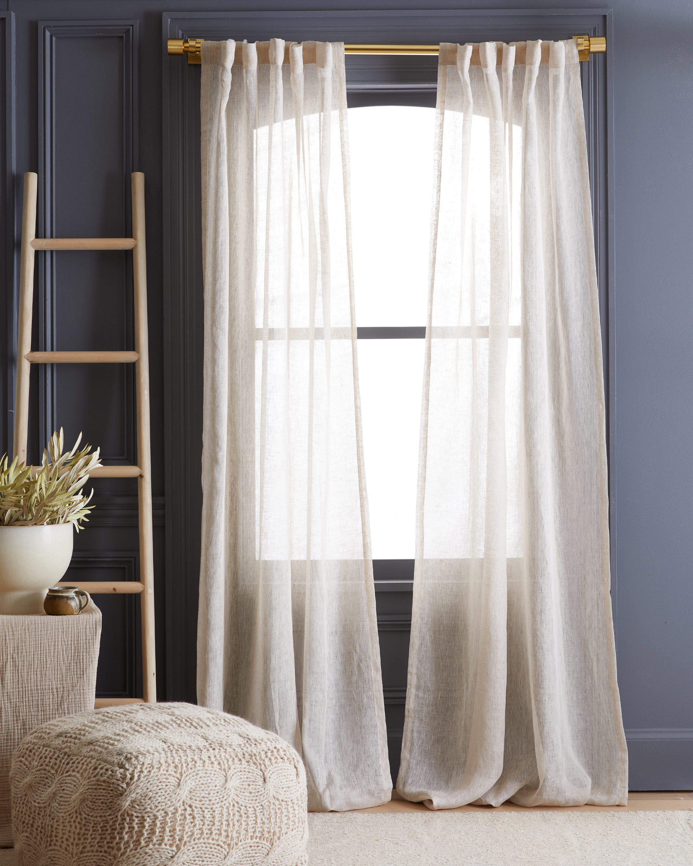 Quince European Linen Sheer Curtain Set In Flax