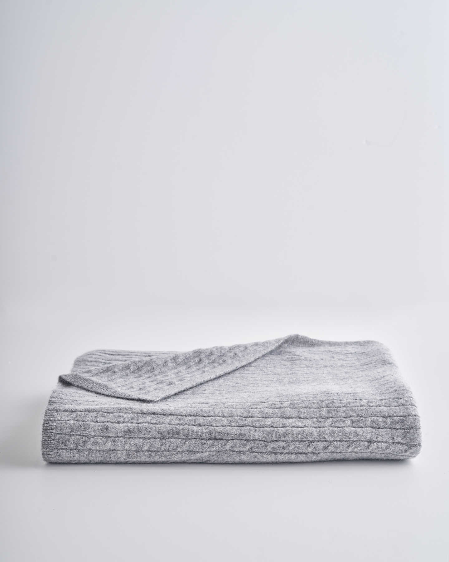 Cable Knit Cashmere Throw - Heather Grey - 0