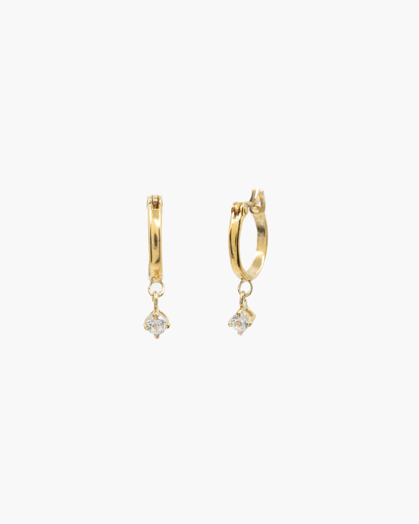 White Sapphire Drop Hoops - Gold Vermeil