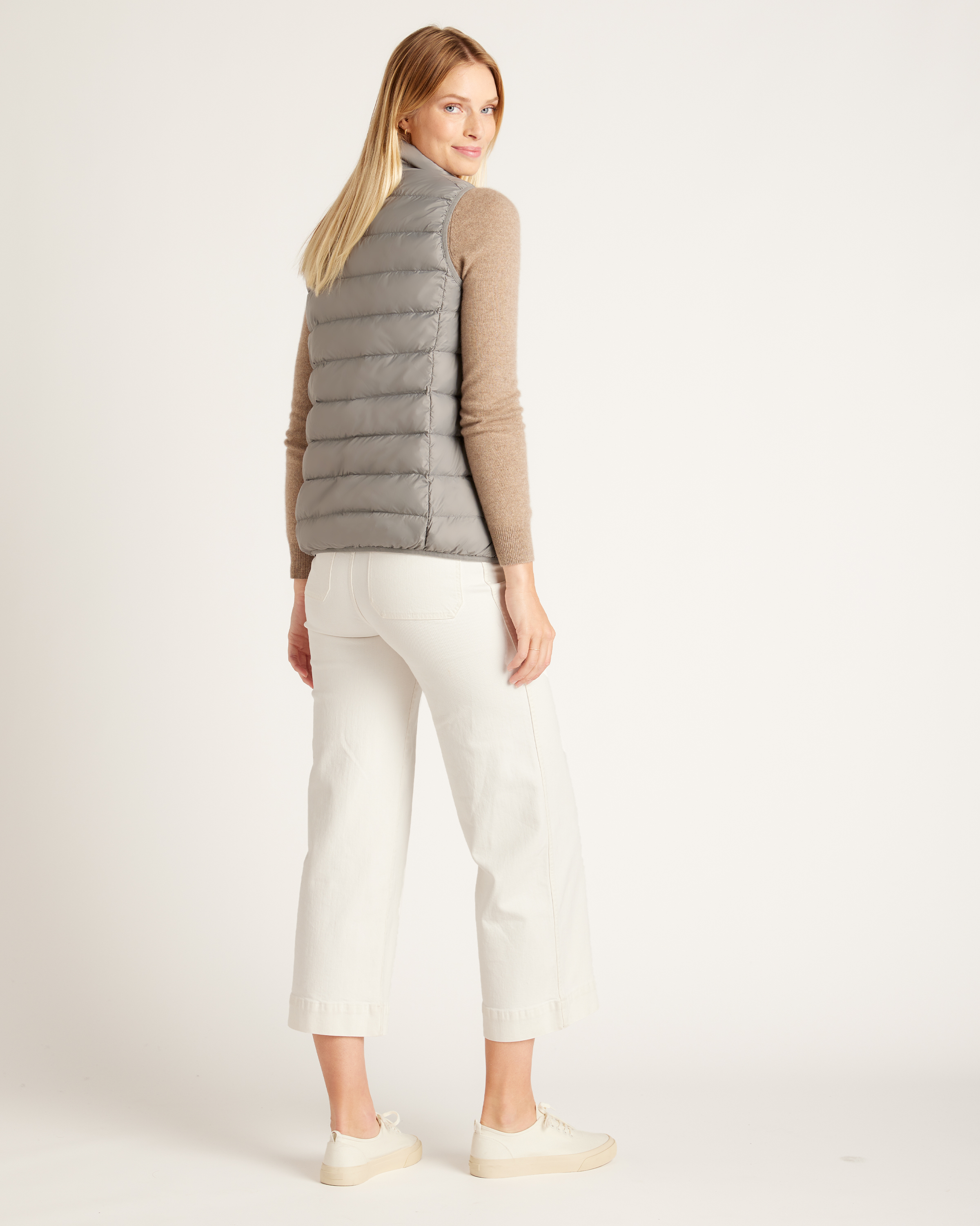 gray puffer vest womens