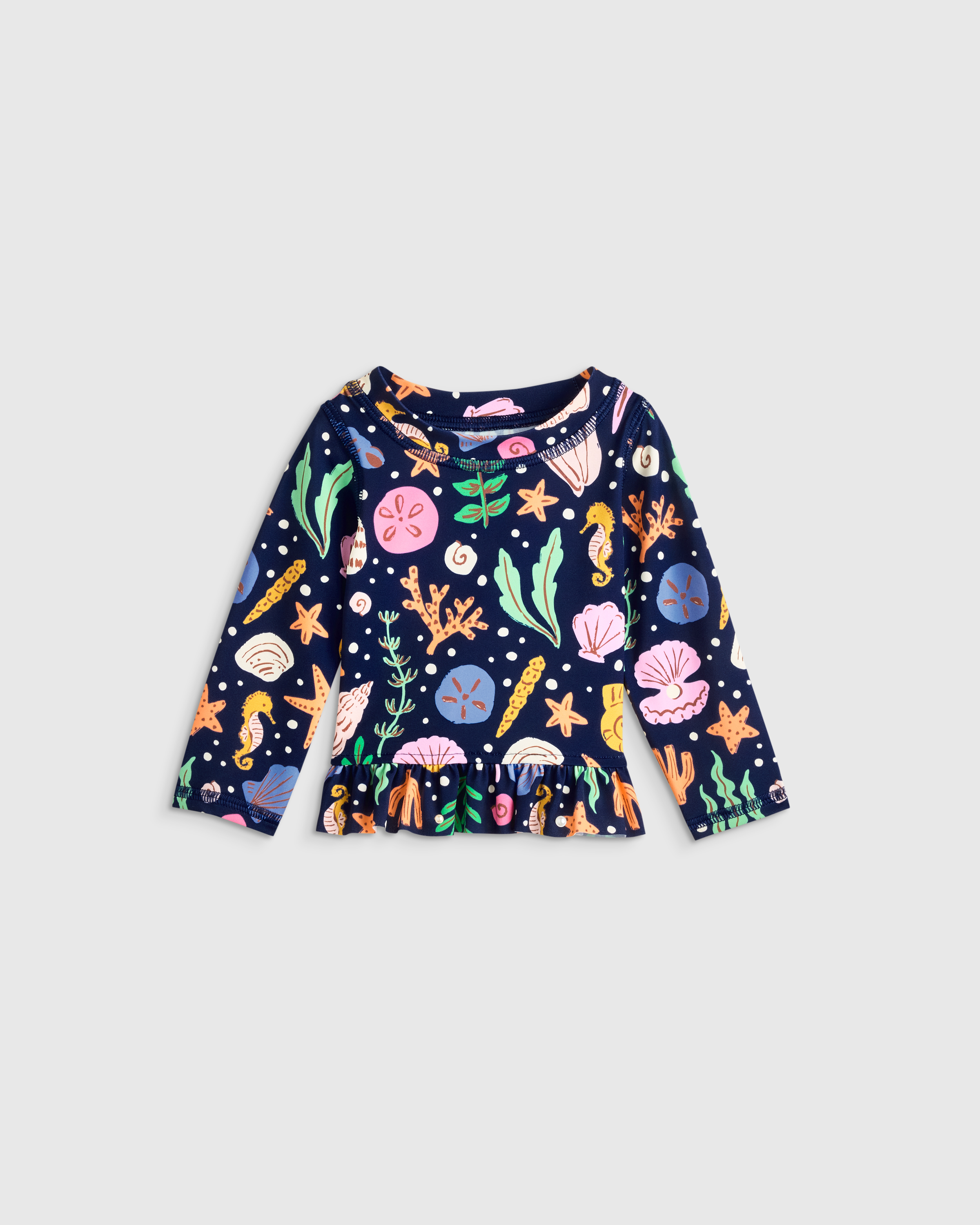Long Sleeve Ruffle Rash Guard Two-Piece Swimsuit - Baby Girl - thumbnail 8