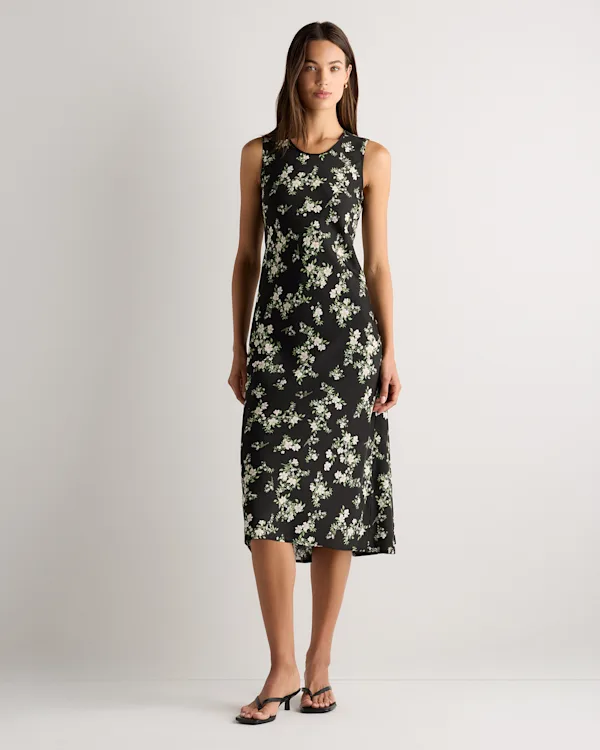 Washable Stretch Silk Tank Midi Dress