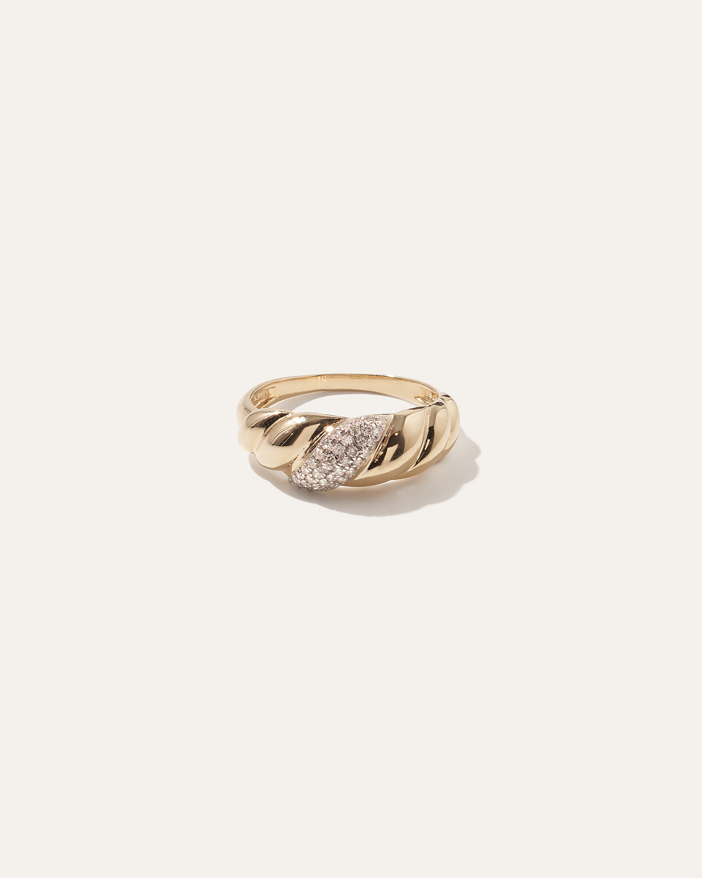 Quince Women's 14k Gold Pavé Diamond Croissant Dôme Ring In Yellow Gold