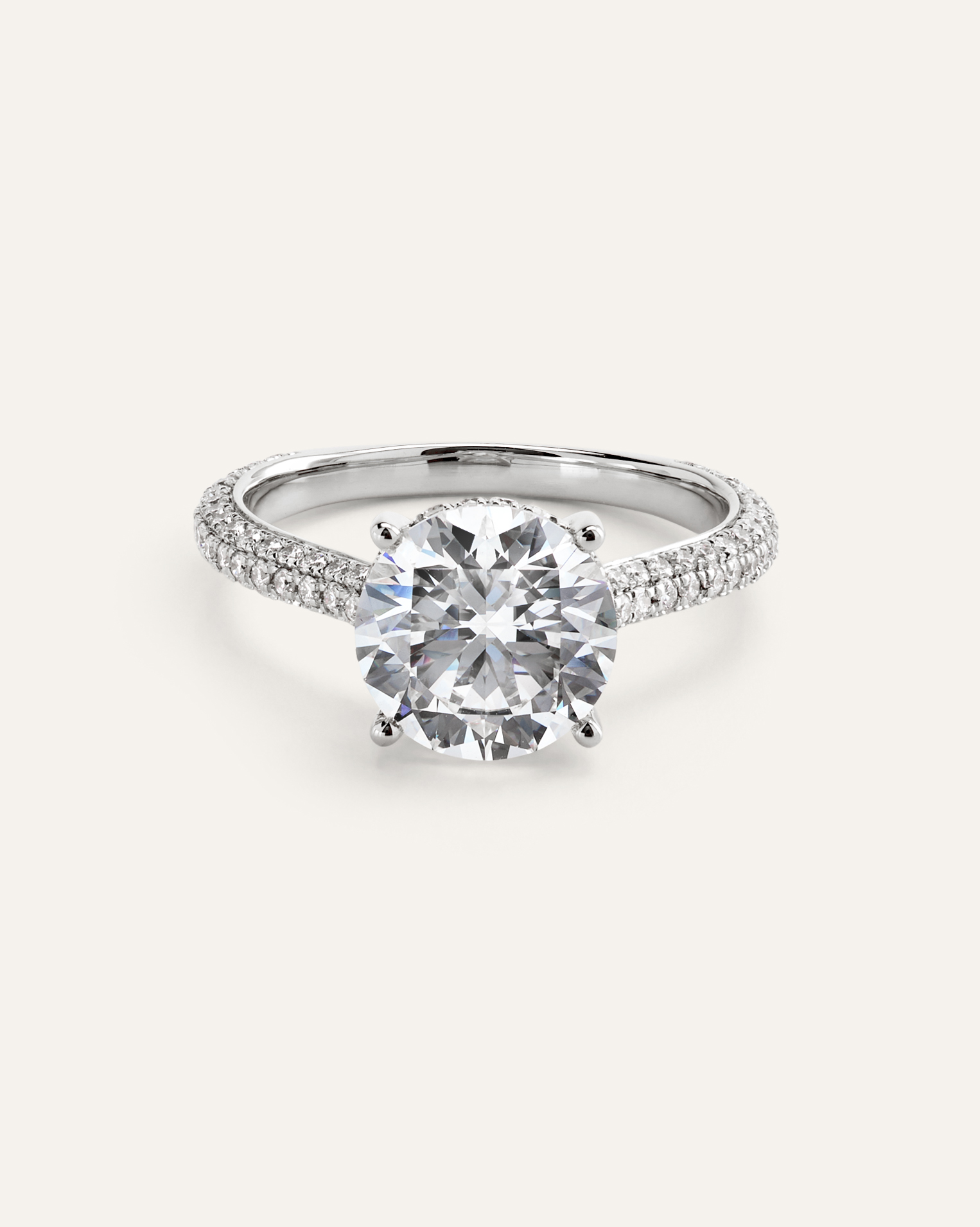 Lab Grown Diamond Round Pave Cathedral Engagement Ring - 3ct
