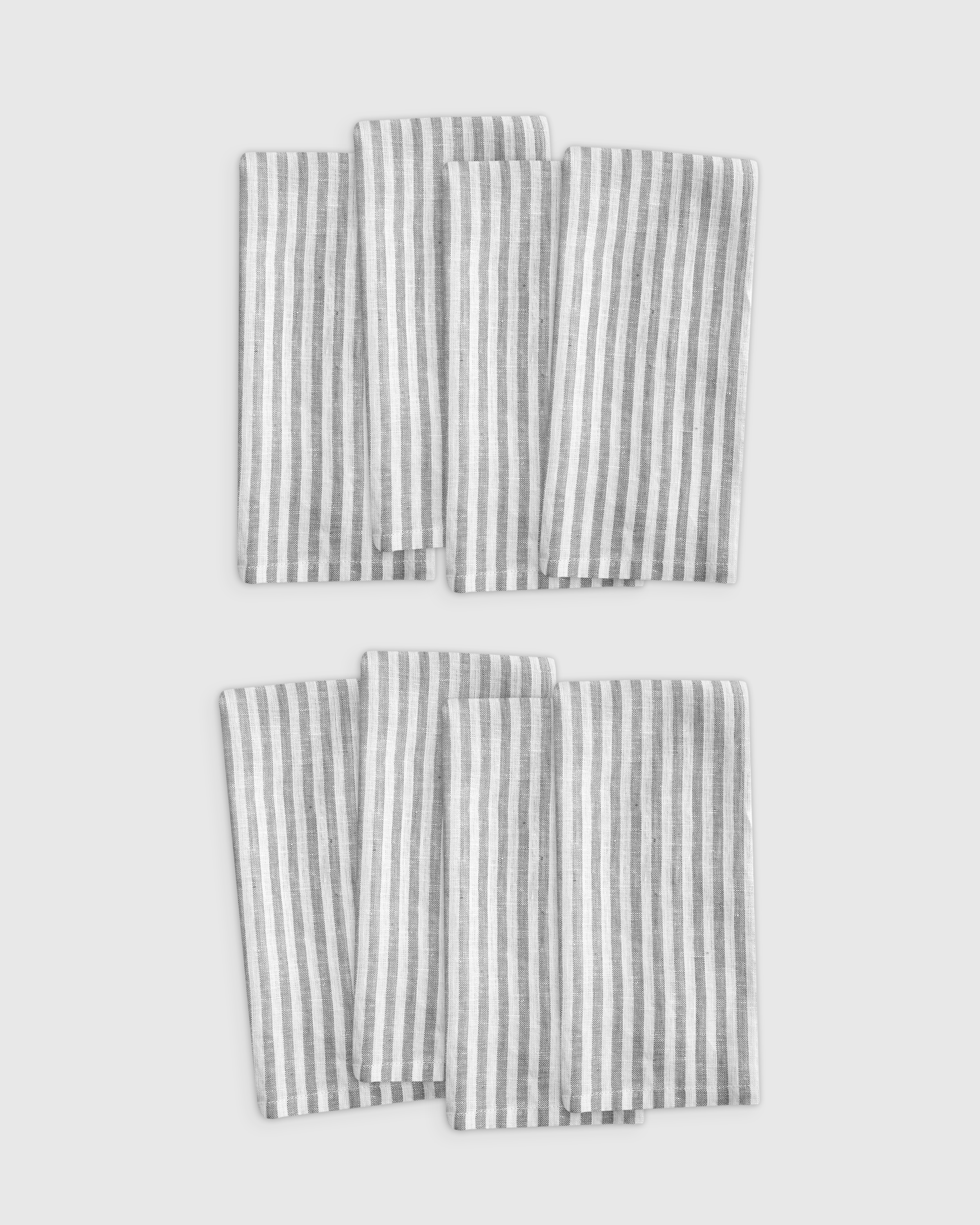 European Linen Stripe Napkins (Set of 8) - in Grey/White Stripe
