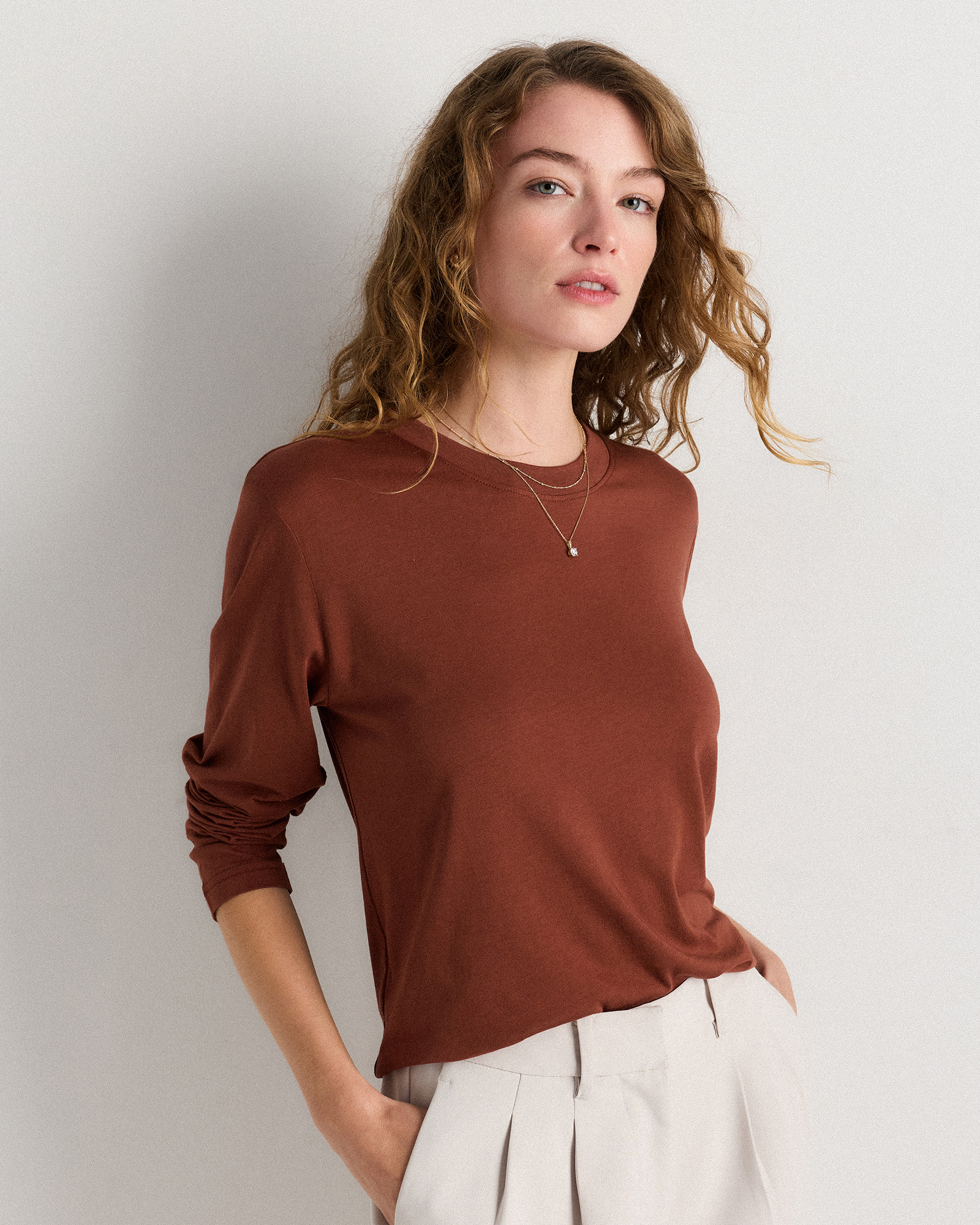 Cotton Modal Relaxed Long Sleeve Tee