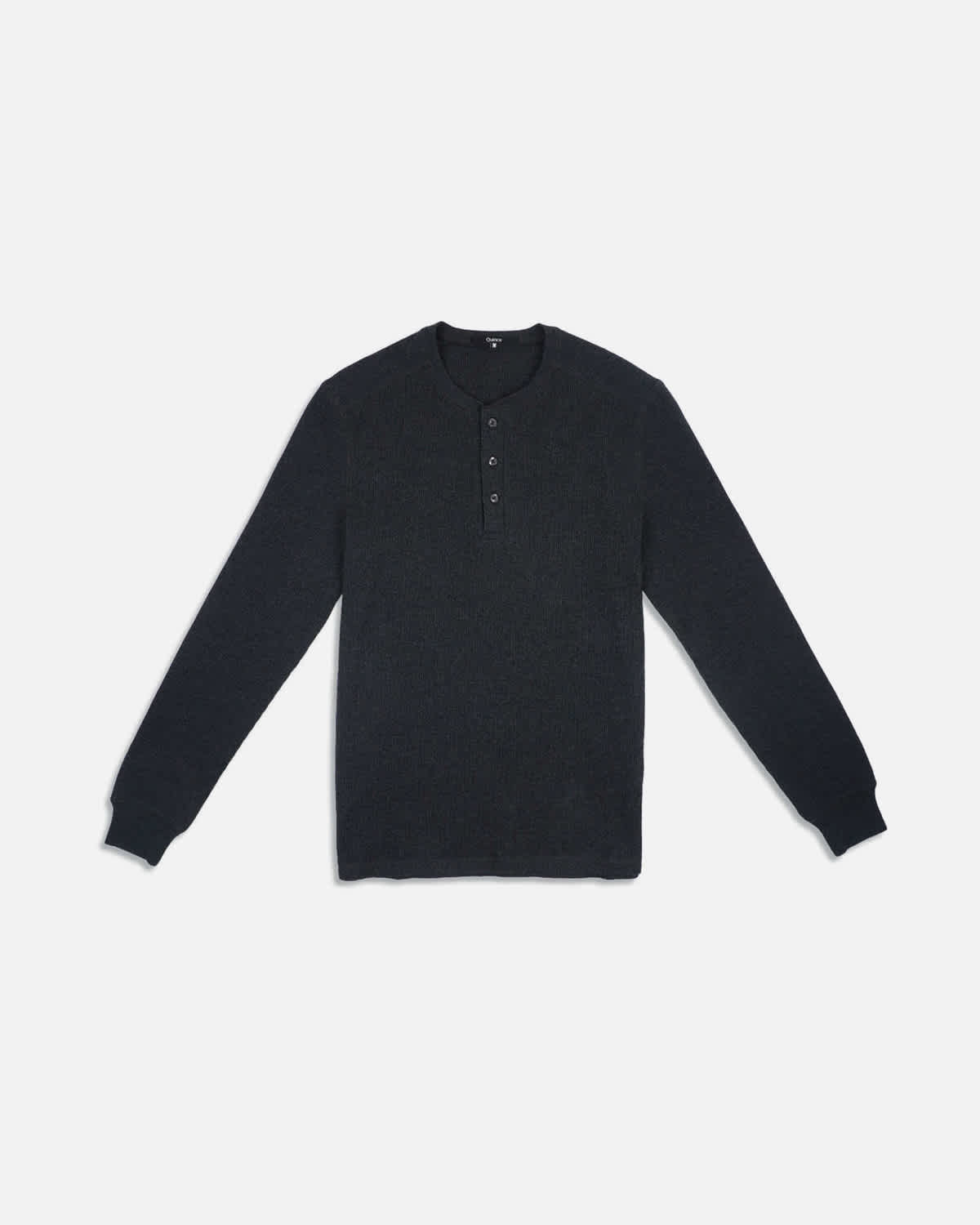 Luxe Organic Waffle Thermal Henley - Charcoal