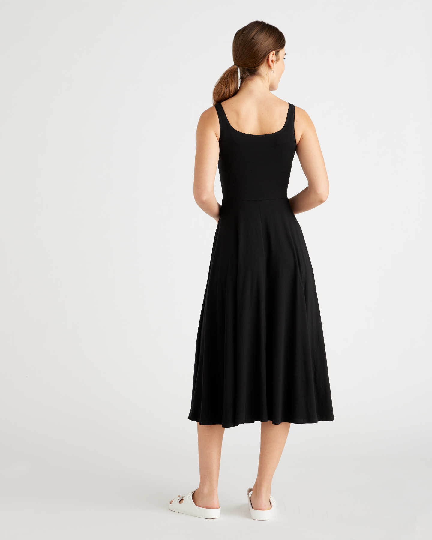 Fit & Flare Knit Dress - Black - 4 - Thumbnail