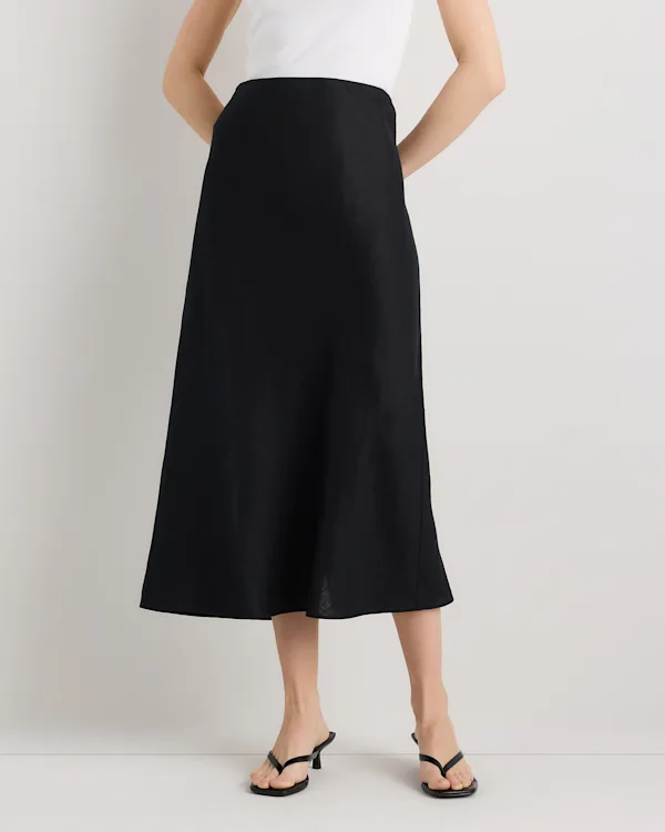 100% European Linen Midi Slip Skirt