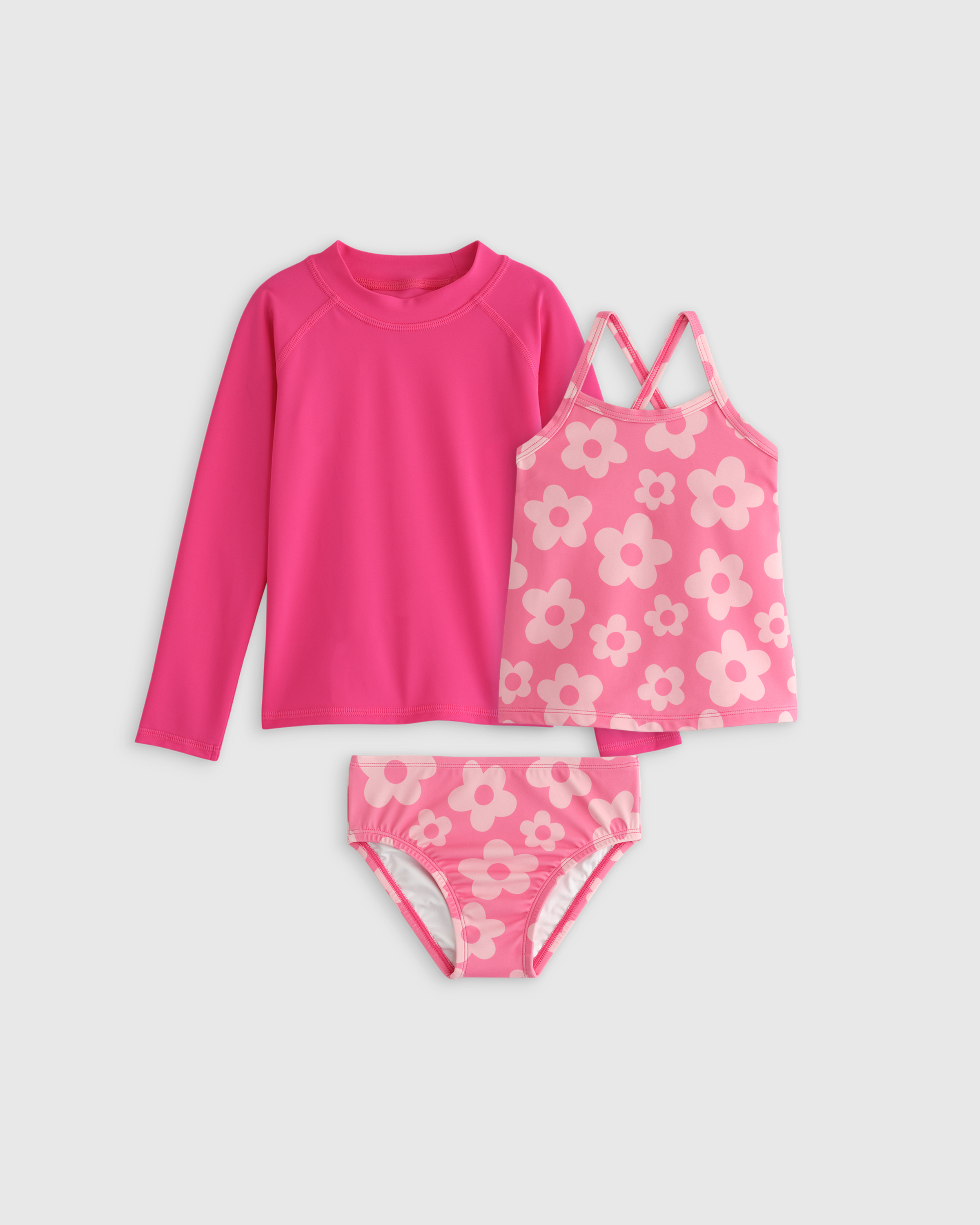 Shop Quince Sunsafe Tank Topini Swimsuit & Rash Guard Set In Pink Daisy