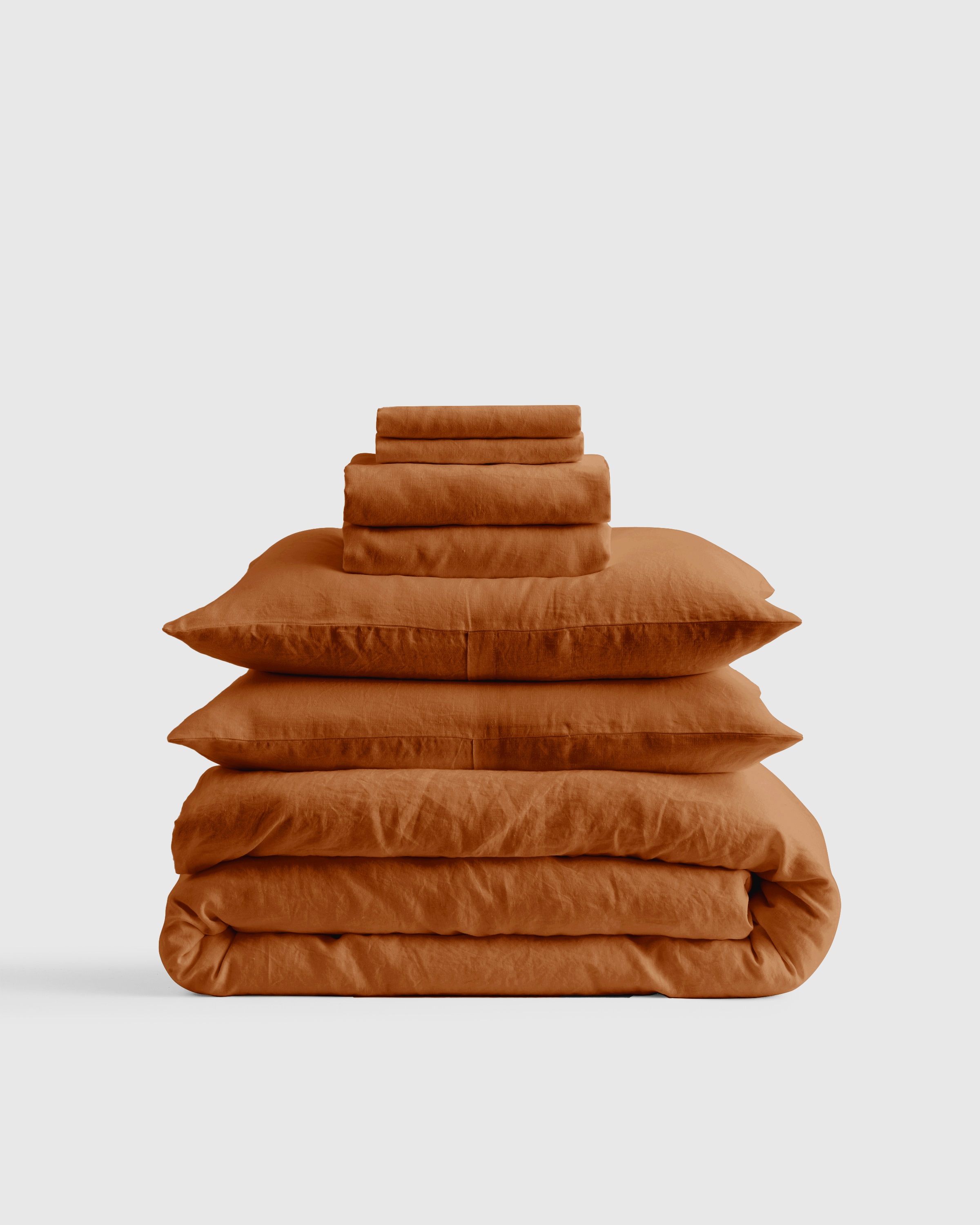 european linen deluxe bedding bundle, full, terracotta