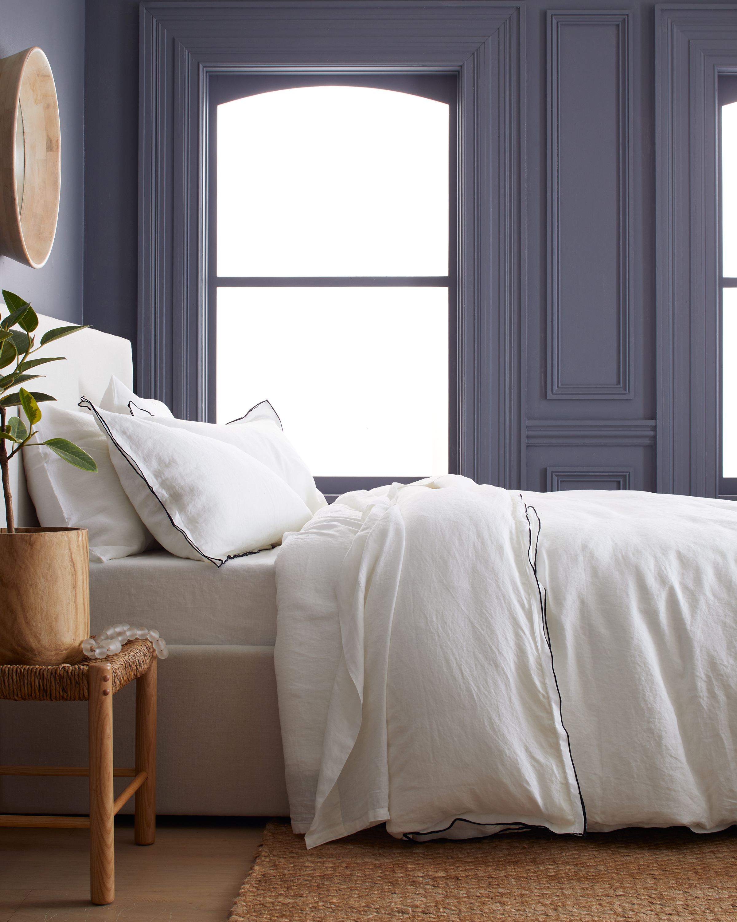 European Linen Double Embroidered Edge Duvet Cover Set - thumbnail 10