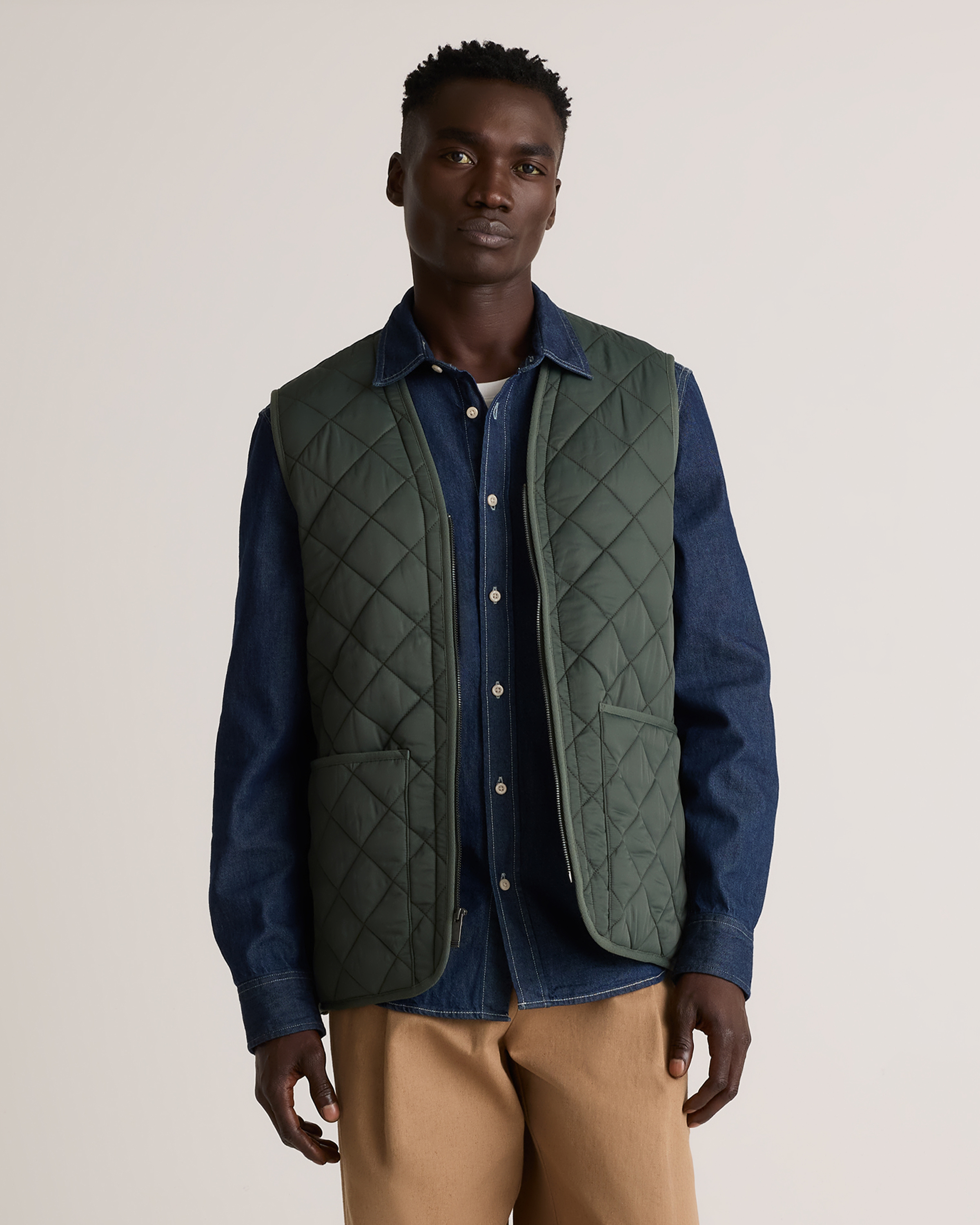 Featherless Quilted Fleece-Lined Liner Vest