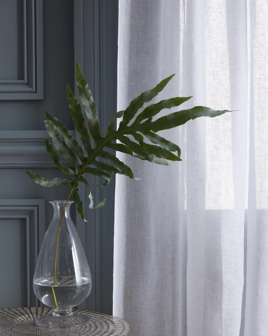 European Linen Sheer Curtain Set White 1