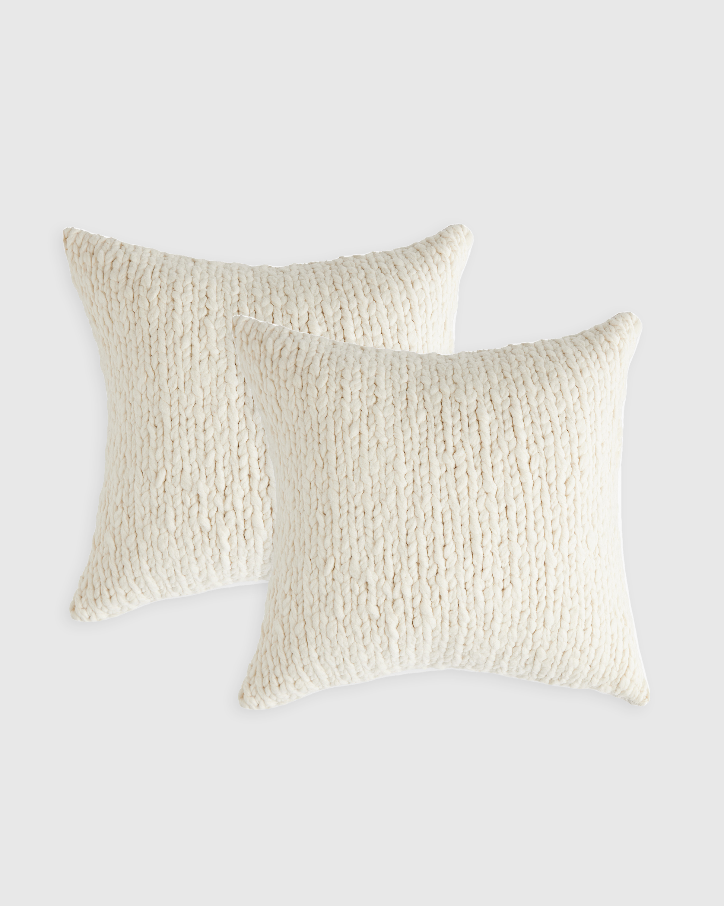 Quince Chunky Hand Knit Wool Pillow Cover Set Of 2 In Neutral