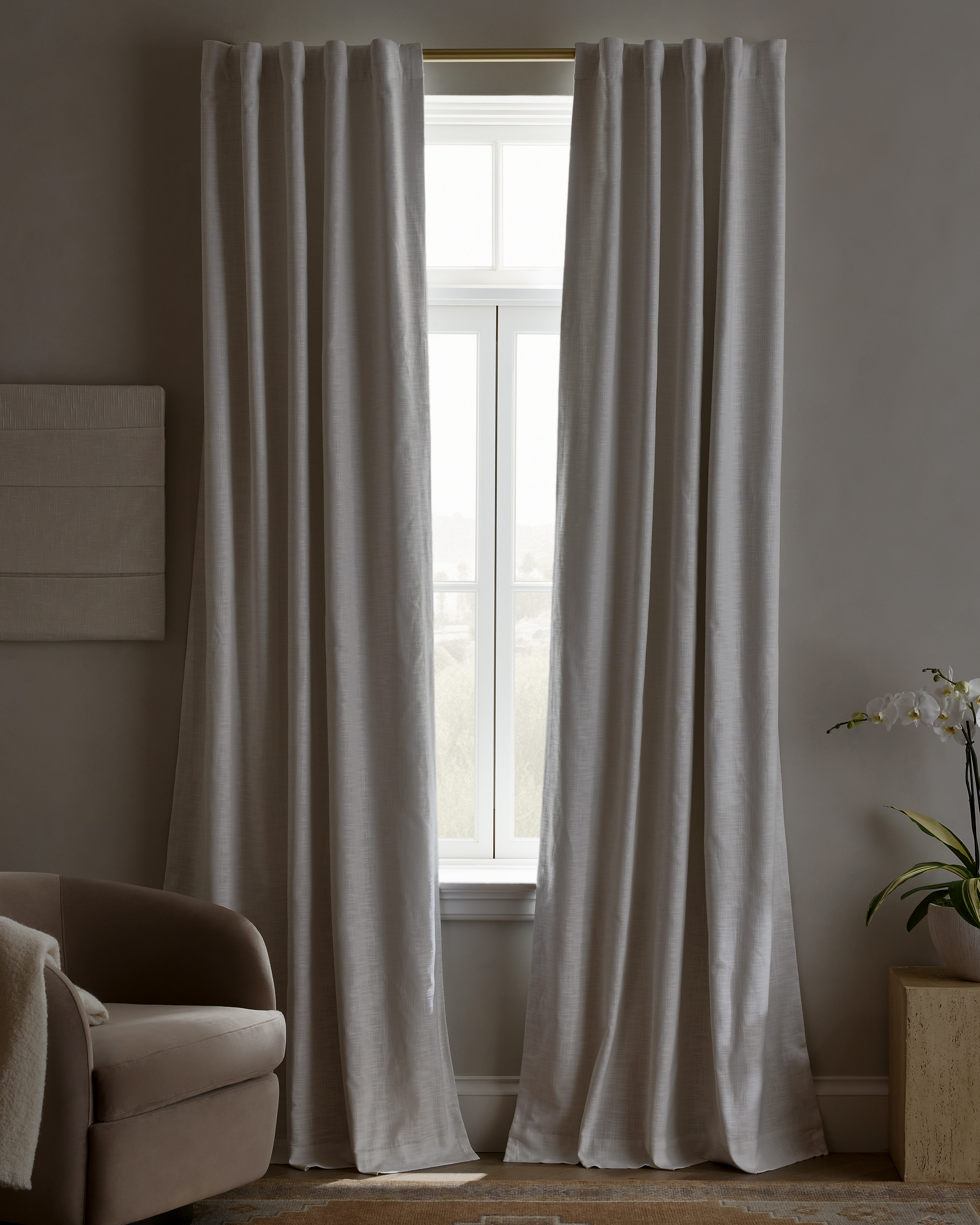 Textured Cotton True Blackout Curtain in Oatmeal