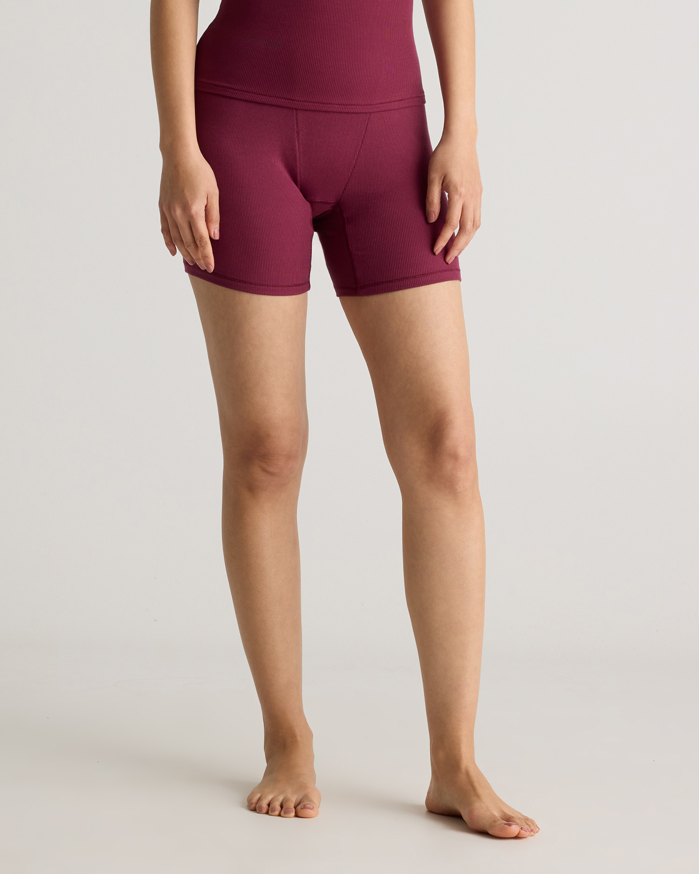 Quince Women's Tencel Rib Knit Lounge Boxer In Wine