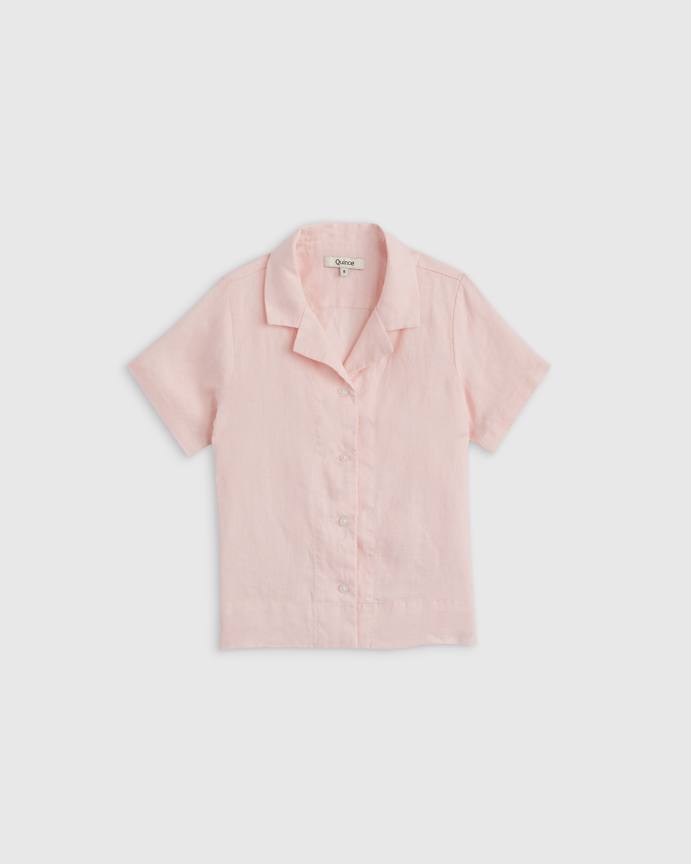 Shop Quince 100% European Linen Short Sleeve Camp Shirt In Pale Pink