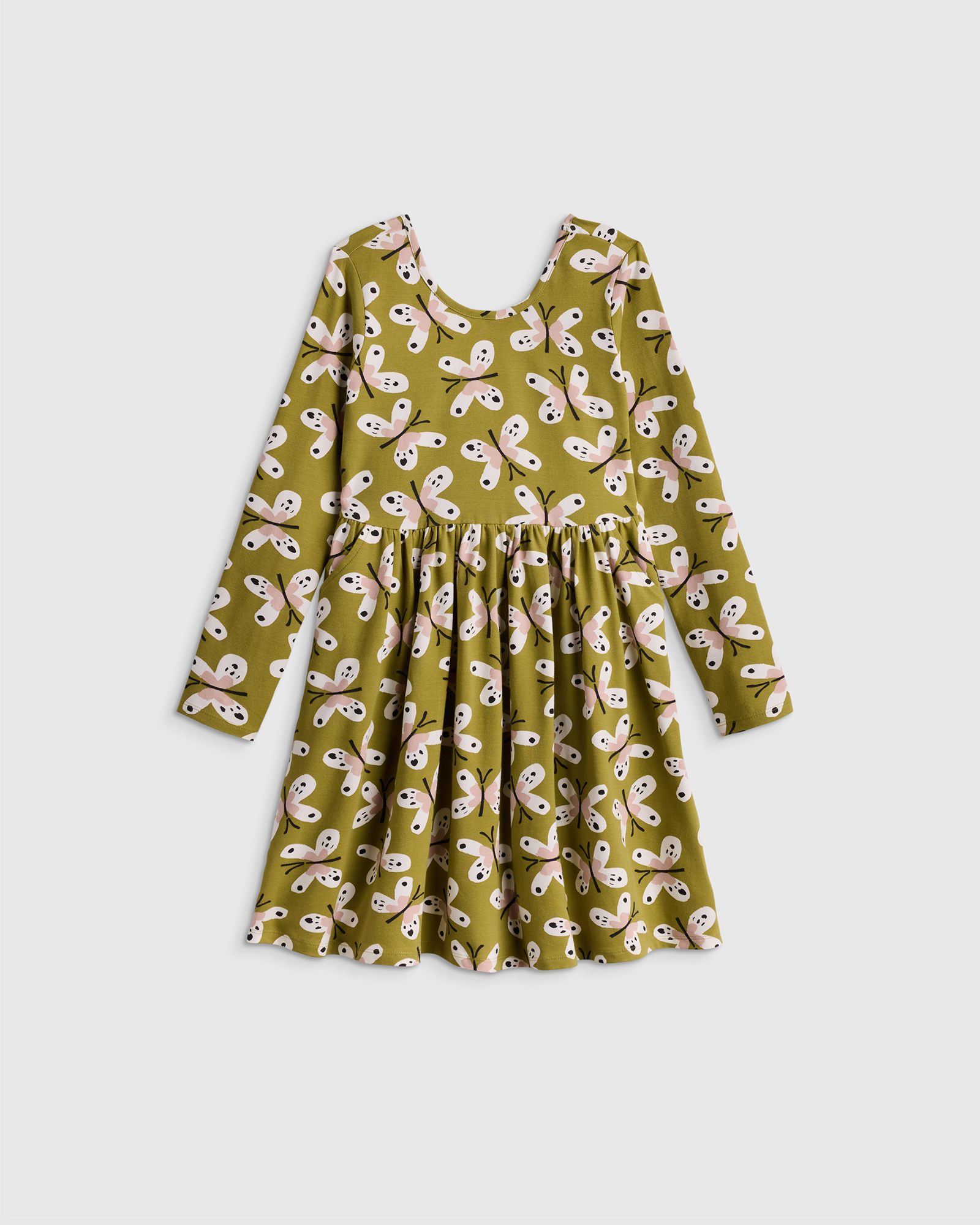 Organic Cotton Long Sleeve Skater Dress - Toddler Girl - thumbnail 3