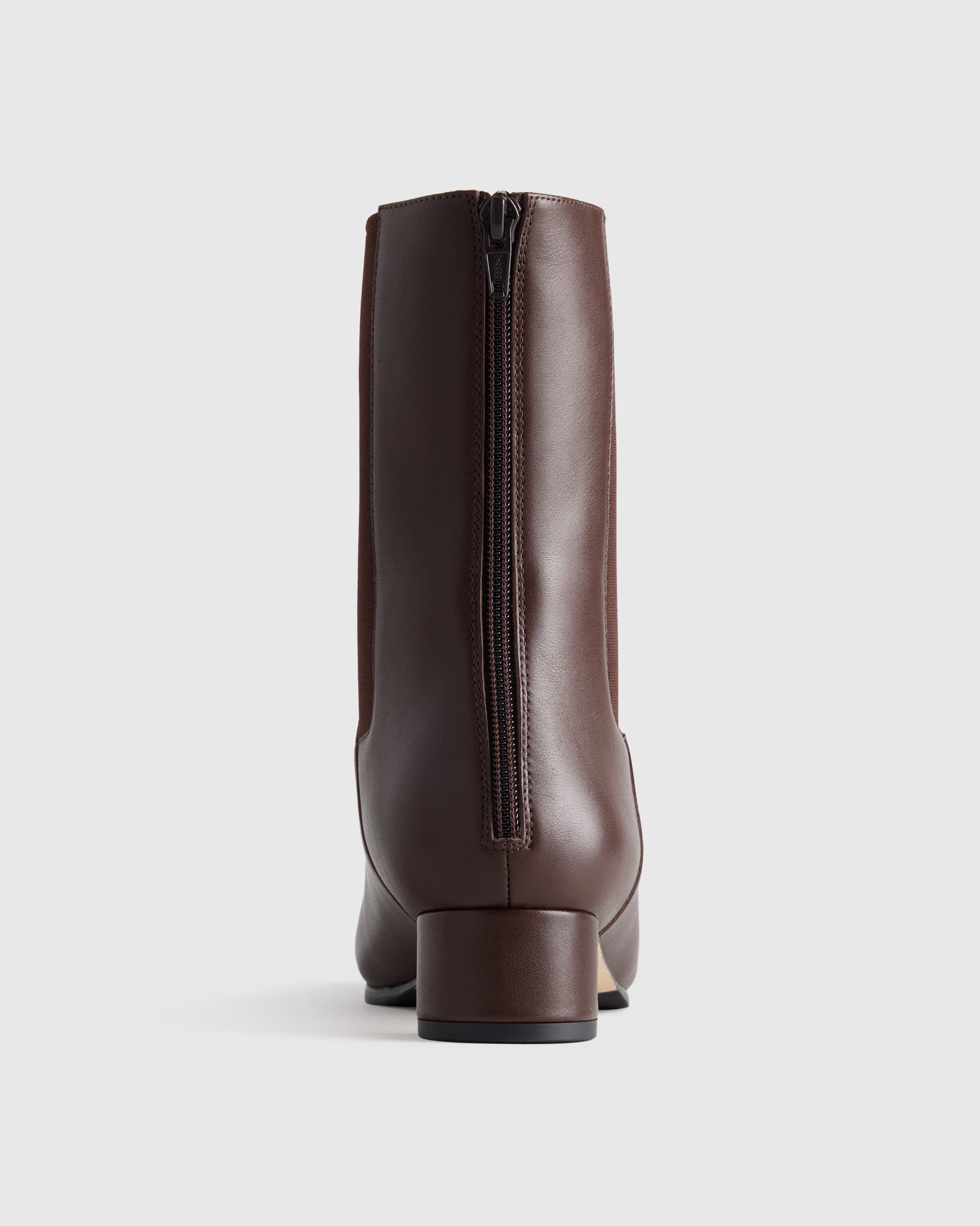 Italian Leather Kitten Heel Ankle Boot in Espresso Brown