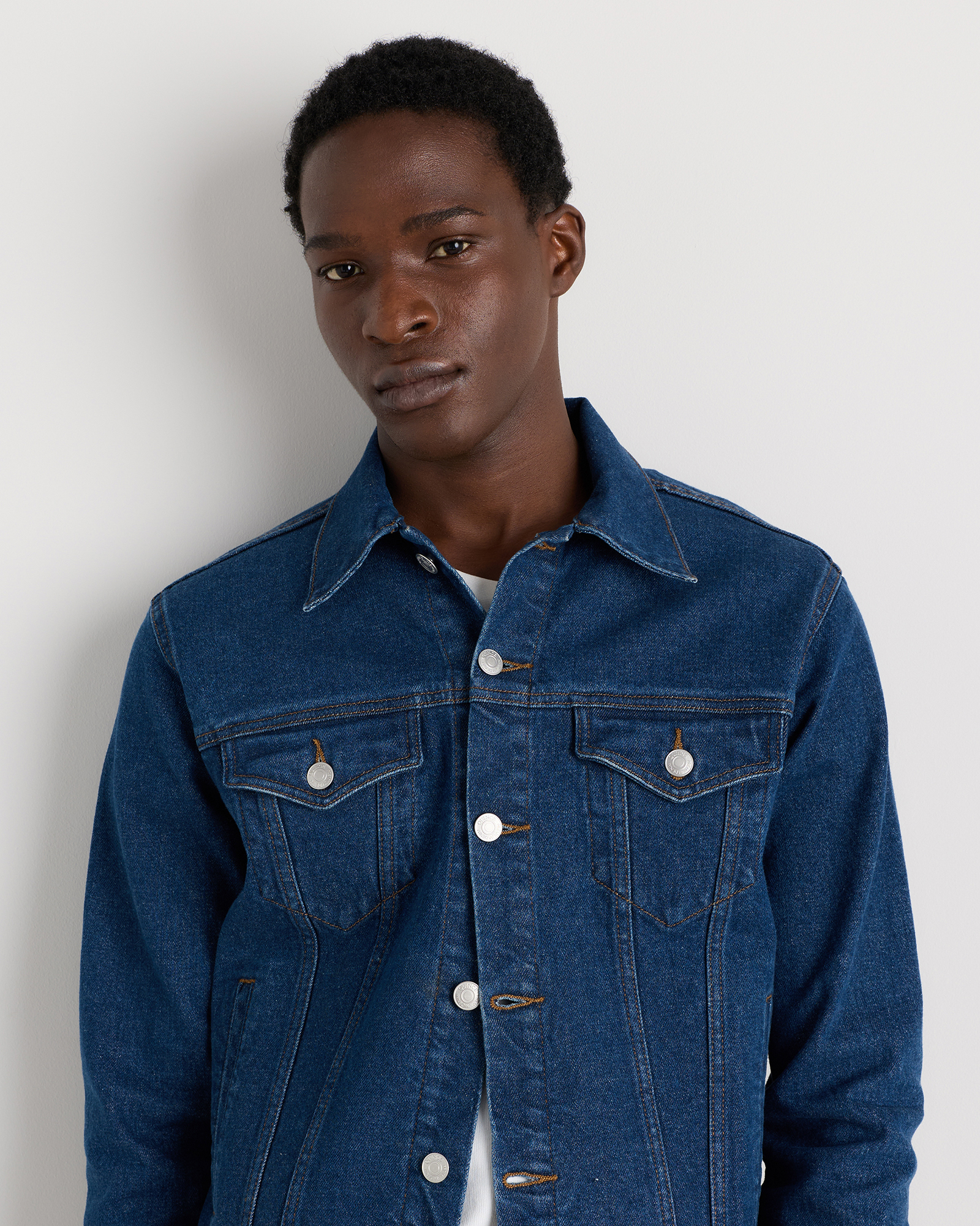 Men's 100% Organic Cotton Denim Jacket in Dark Indigo
