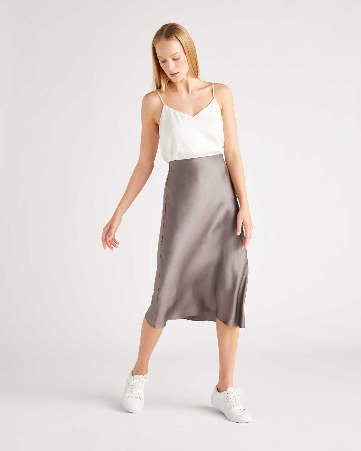 Pair With - Washable Silk Skirt - Grey