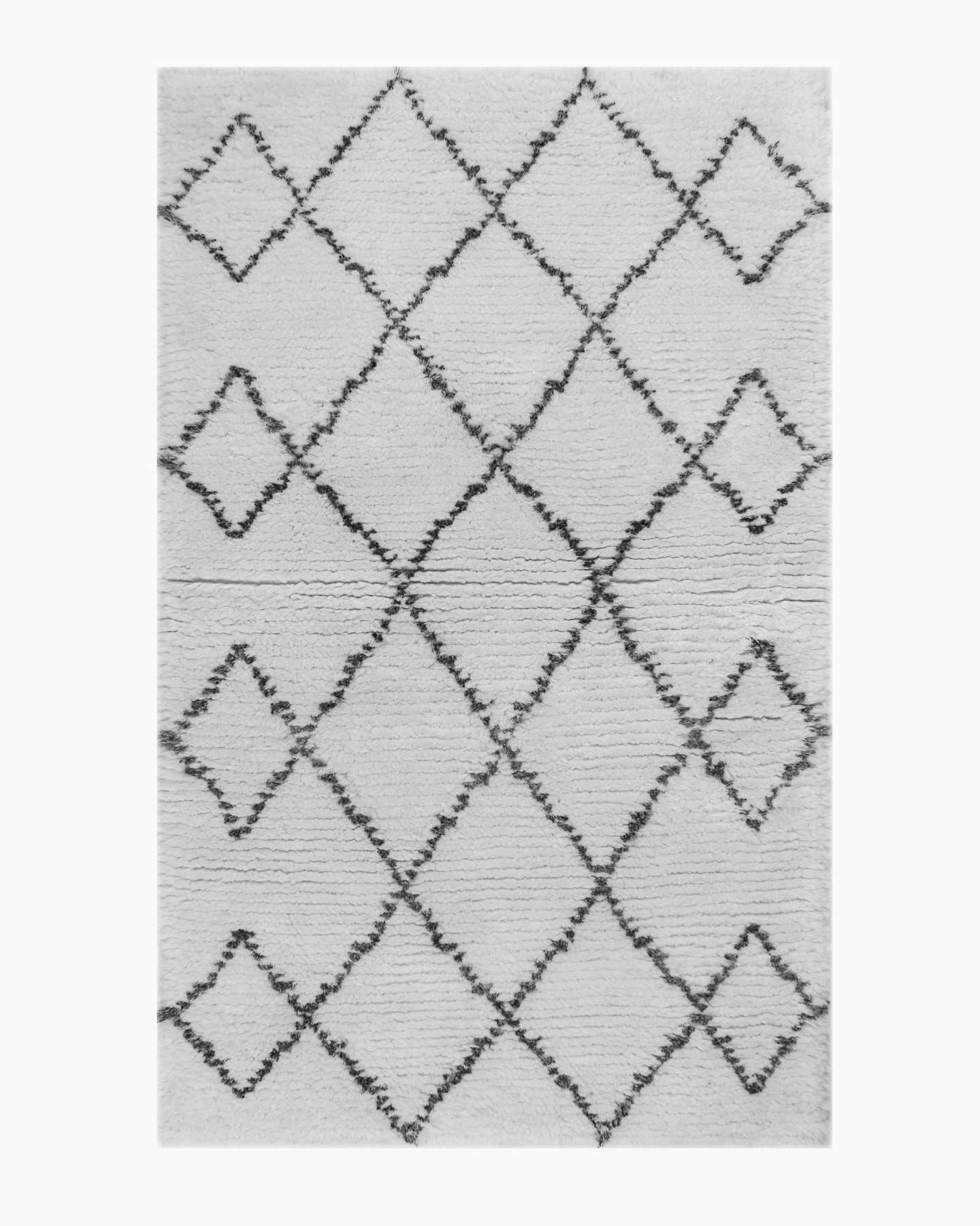 Diamond Wool Shag Rug - Soft White/Black - 0