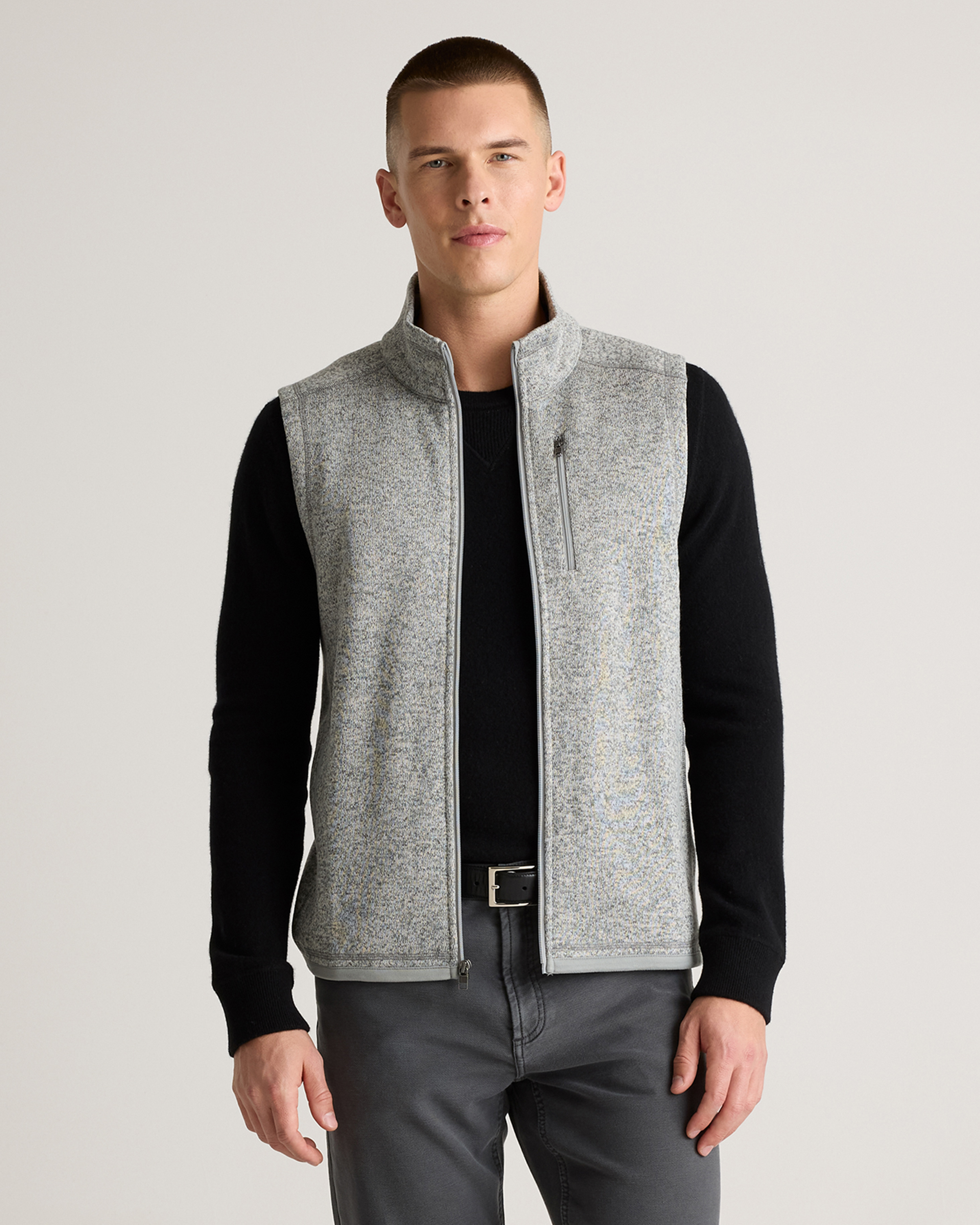 Sweater-Knit Fleece Full-Zip Vest